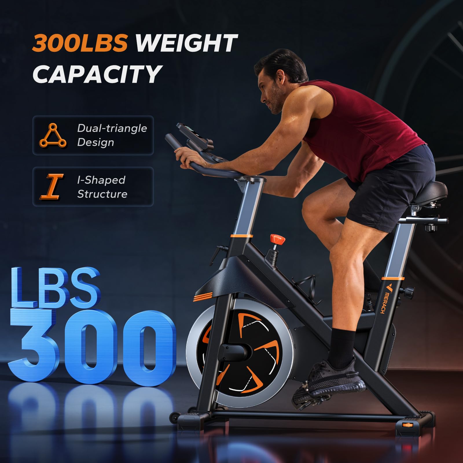 Merach Magnetic Exercise Bike, Heavy Duty Stationary Bike with Automated Resistance, 300 350 Lbs Weight Capacity, Low Noise Indoor Workout Bike for Home Gym with Self-Developed App