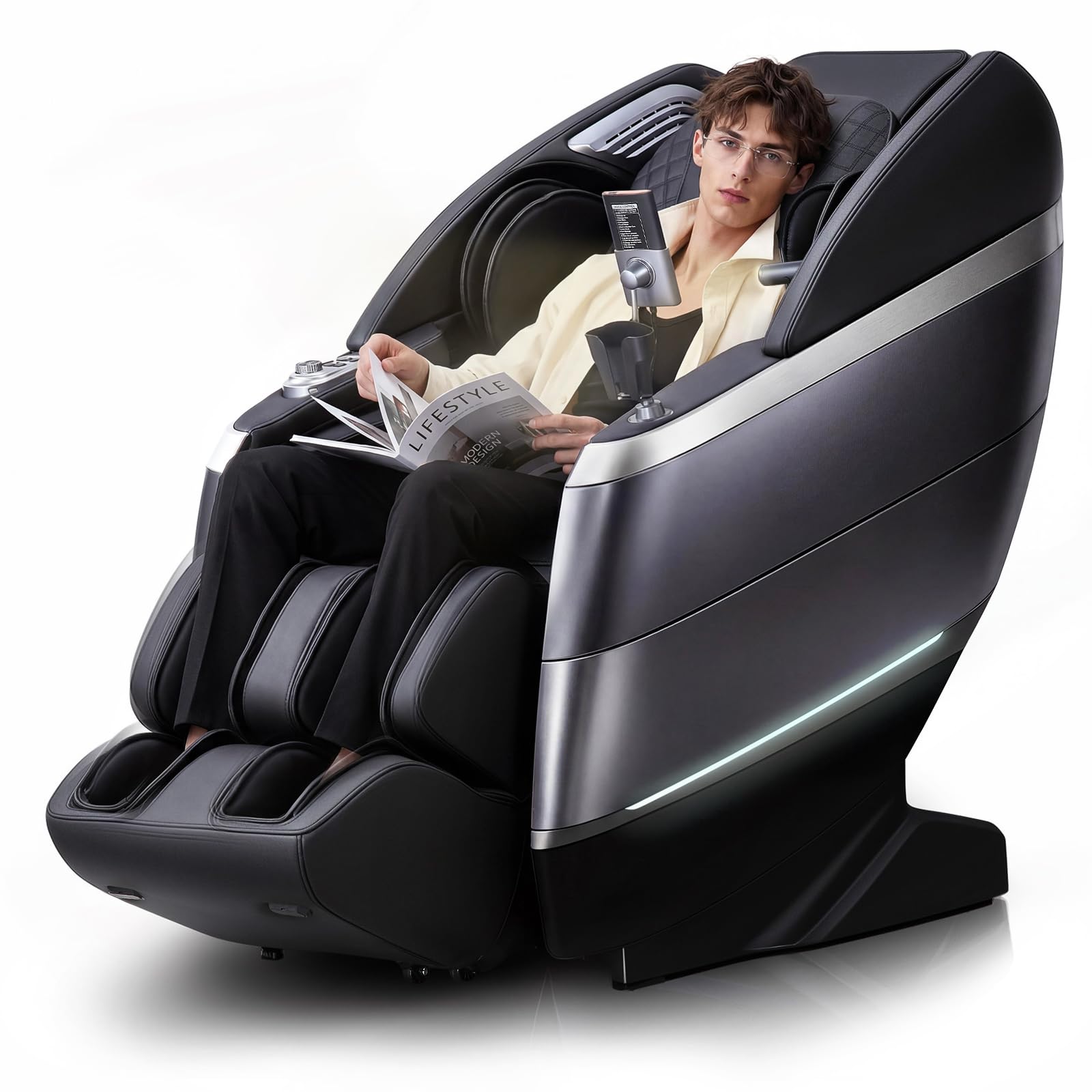HealthRelife 4D Massage Chair Full Body, 166° Flexible Track, 18 Modes, 11 Techniques, 36 Airbag Massage, with Yoga Stretch, Foot Massage, Zero Gravity Massage Recliner（Beige）
