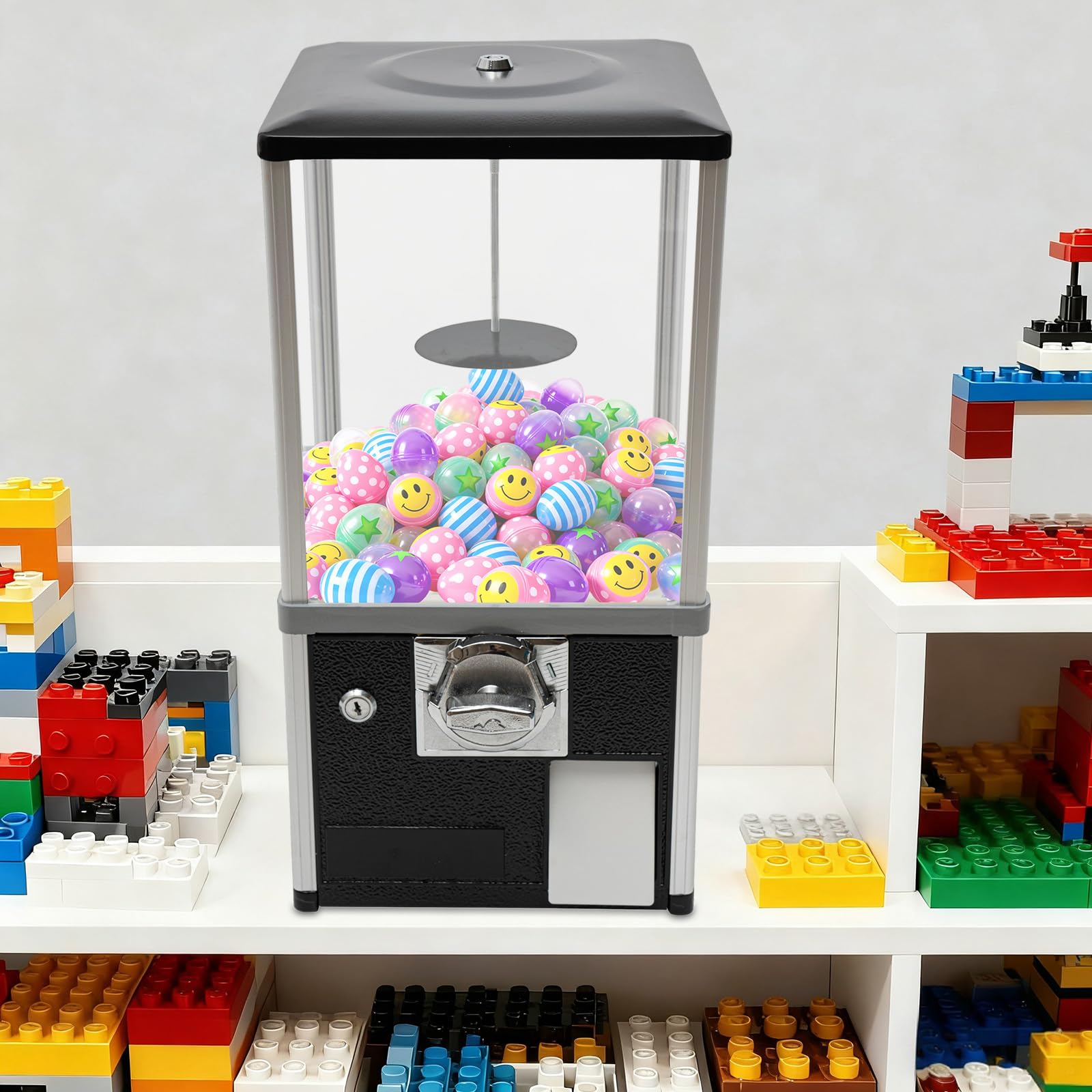 Big Capsule Vending Machine,25 Cent Commercial Vending Machine,Gumball Machine,Coin Operated Vending Machines for 1.77in Capsule,Dispenser Prize Machine for Game Stores(Blue)