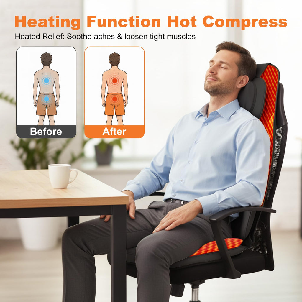 Shiatsu Neck and Shoulder Massager with Heat, Back Massager for Pain Relief Deep Tissue, 3D Kneading Massager for Chair Home Office Car, Gifts for Mom, Dad, Women (Black)
