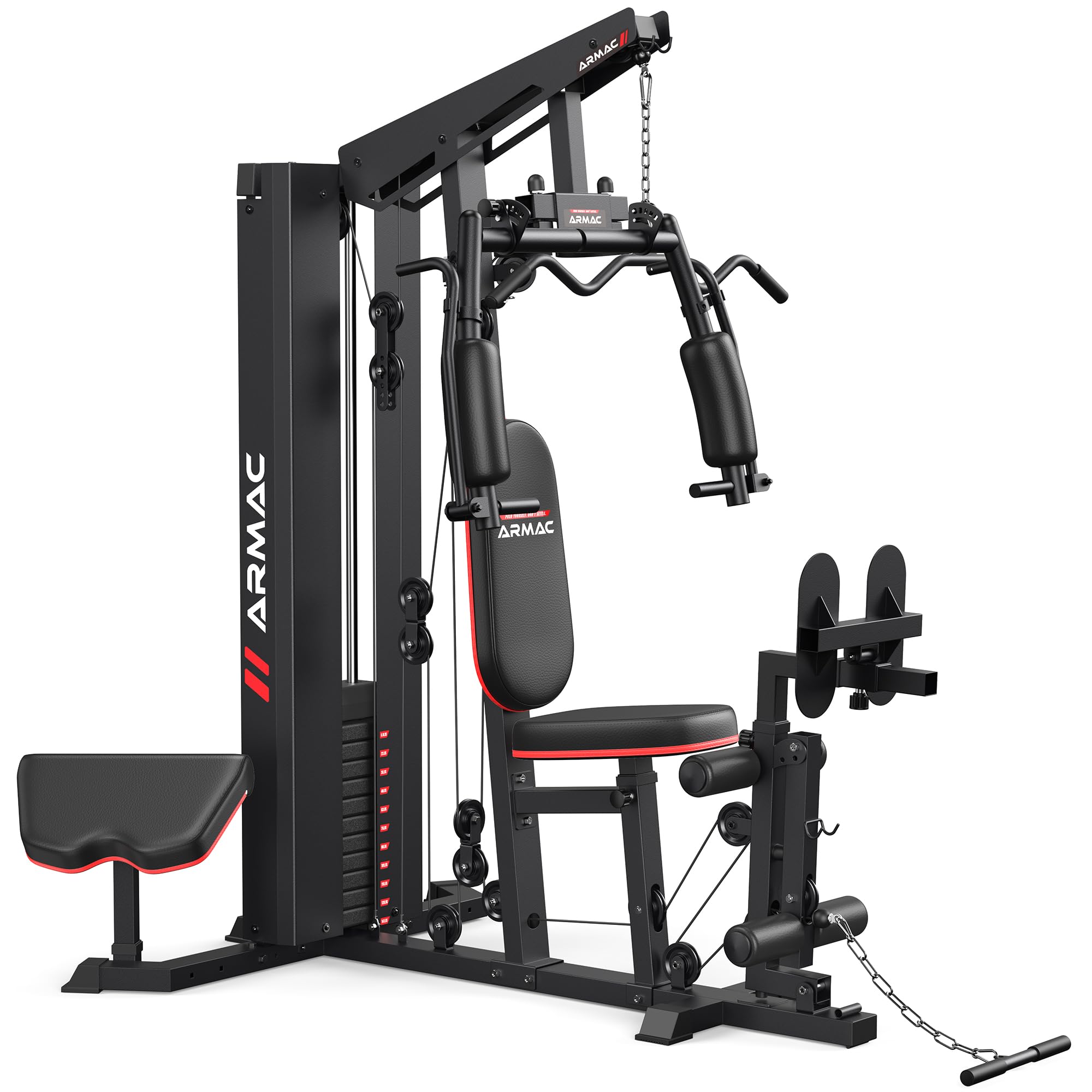 Sportsroyals Home Gym, Multifunctional Workout Station with Leg Press, 150LBS Weight Stack Full Body Workout Equipment for Home Exercise Fitness Strength Training