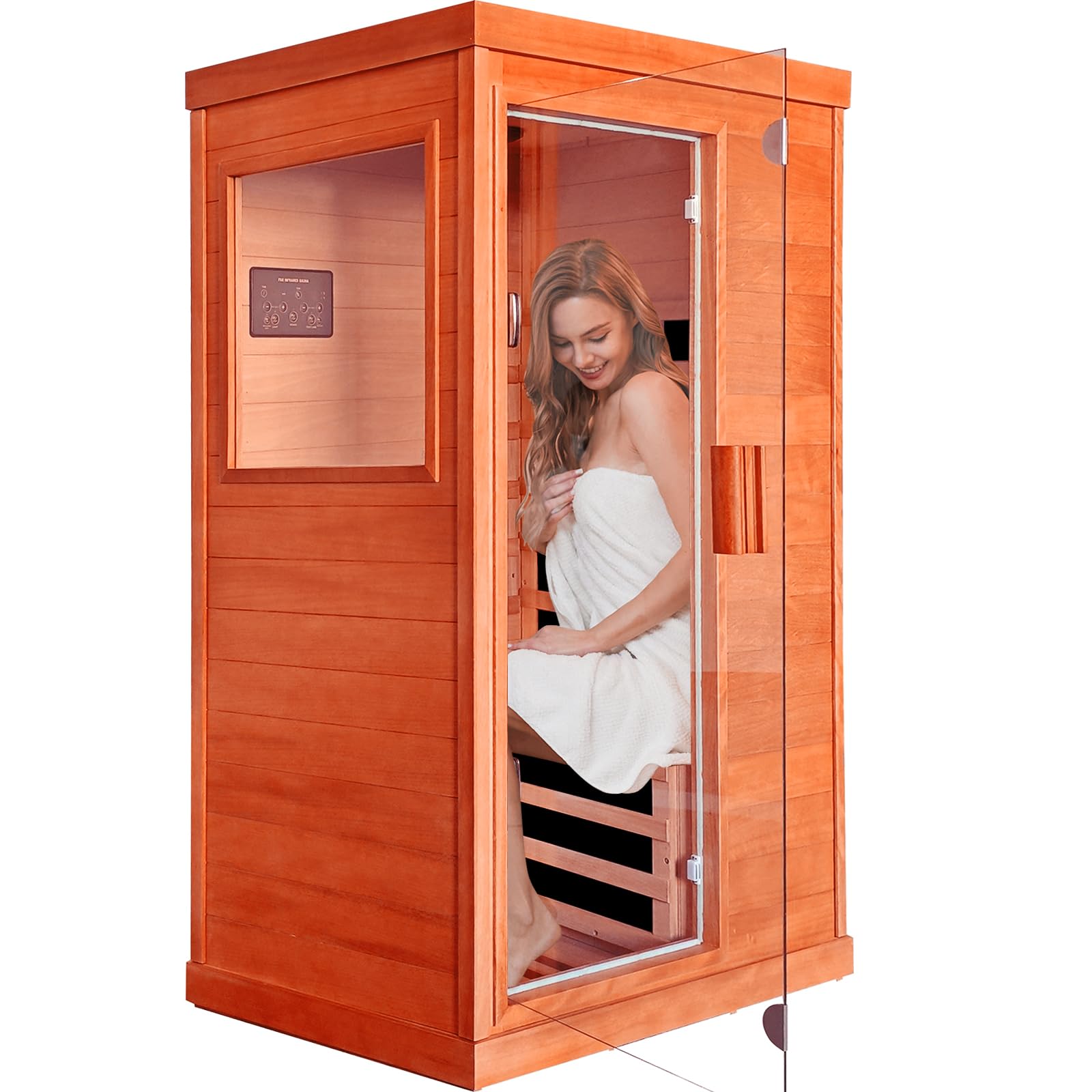 2 Person Infrared Sauna Far Infrared Sauna Room for Home Indoor 2000W Low-EMF Wood Dry Sauna with Full Starry Sky Lights Ceiling in 7 Color Speaker Fast Heating Easy Assembly- 47.3*41.3*74.8 IN