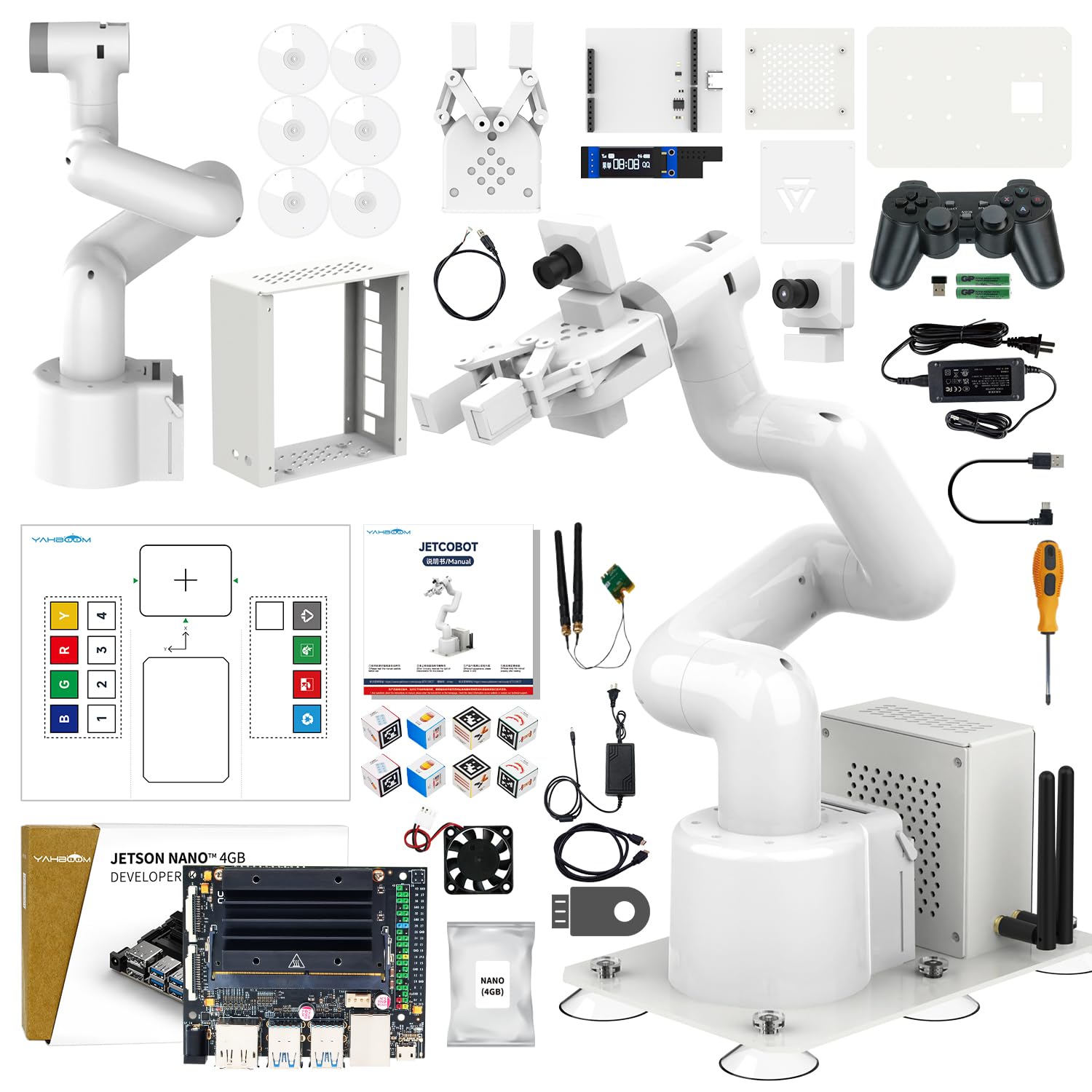 Yahboom Jetson Orin Nano Super 8GB 67Tops Robotic Arm MyCobot280 7DOF Collaborative Robot Desktop Educational Robotic Arm Python with Adaptive Gripper