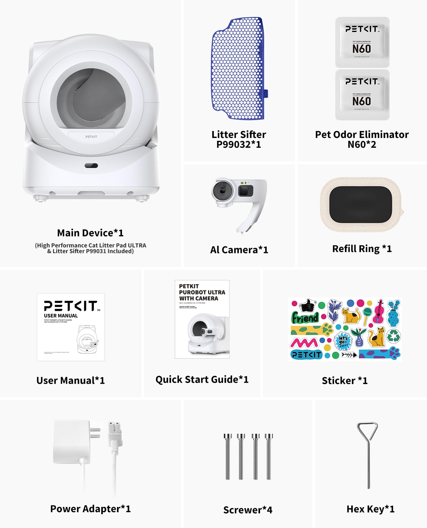 PETKIT Purobot Ultra Auto Waste Packing & Multi-Cat Toilet Behavior Ai Camera Tracking Automatic Self-Cleaning Cat Litter Box, Smart Robot with 5G WiFi App Control&Integration Safety&Odor Free