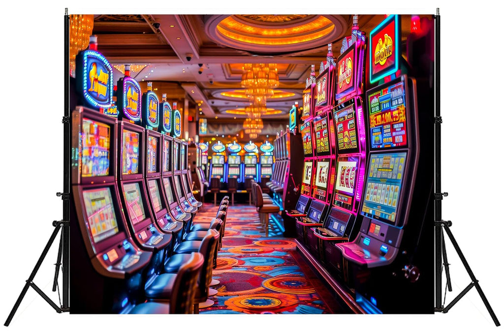 Game Room Backdrop 7x5ft Amusement Arcade Gaming Fruit Slot Machine Background for Photography Casino Las Vegas Theme Birthday Party Decor Banner Adult Photo Portrait Shoot Booth Props