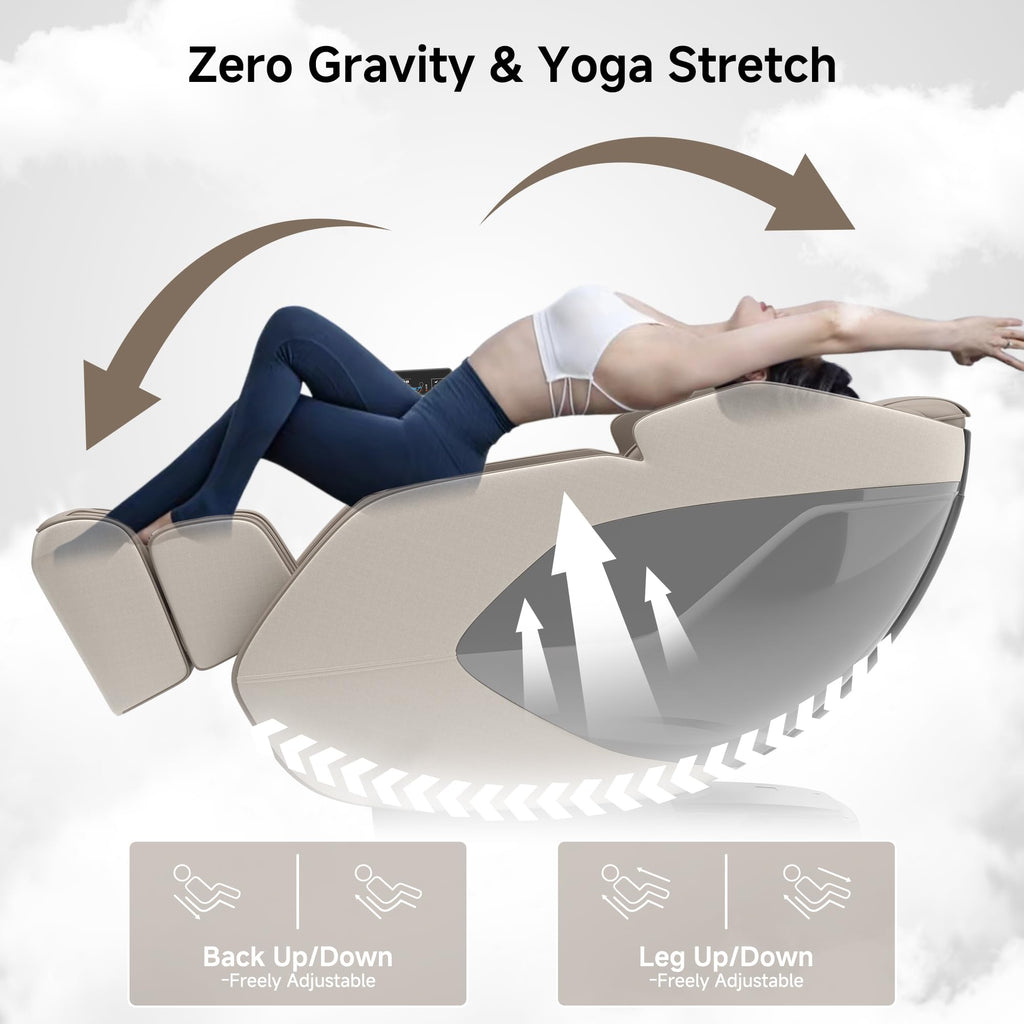 Real Relax 4D Massage Chair Full Body, Zero Gravity SL Track Recliner with Backlit Toch Pad, Negative Ion Purification, Aromatherapy, 20 Auto Modes, Yoga Stretching, Auto Body Scan, Black