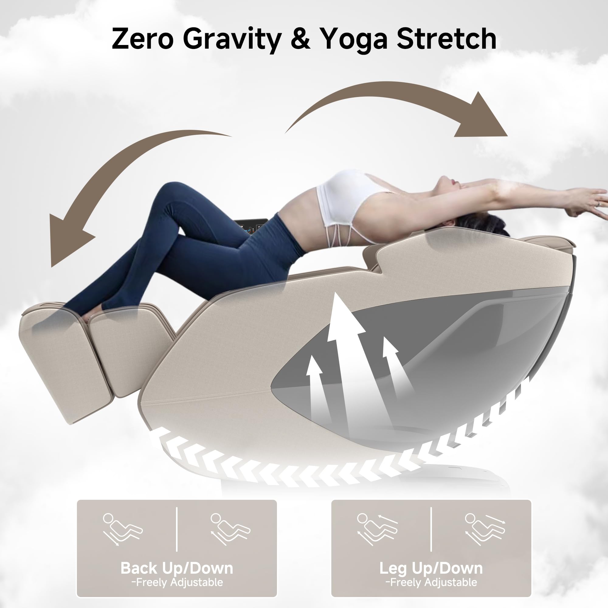 Real Relax 4D Massage Chair Full Body, Zero Gravity SL Track Recliner with Backlit Toch Pad, Negative Ion Purification, Aromatherapy, 20 Auto Modes, Yoga Stretching, Auto Body Scan, Black