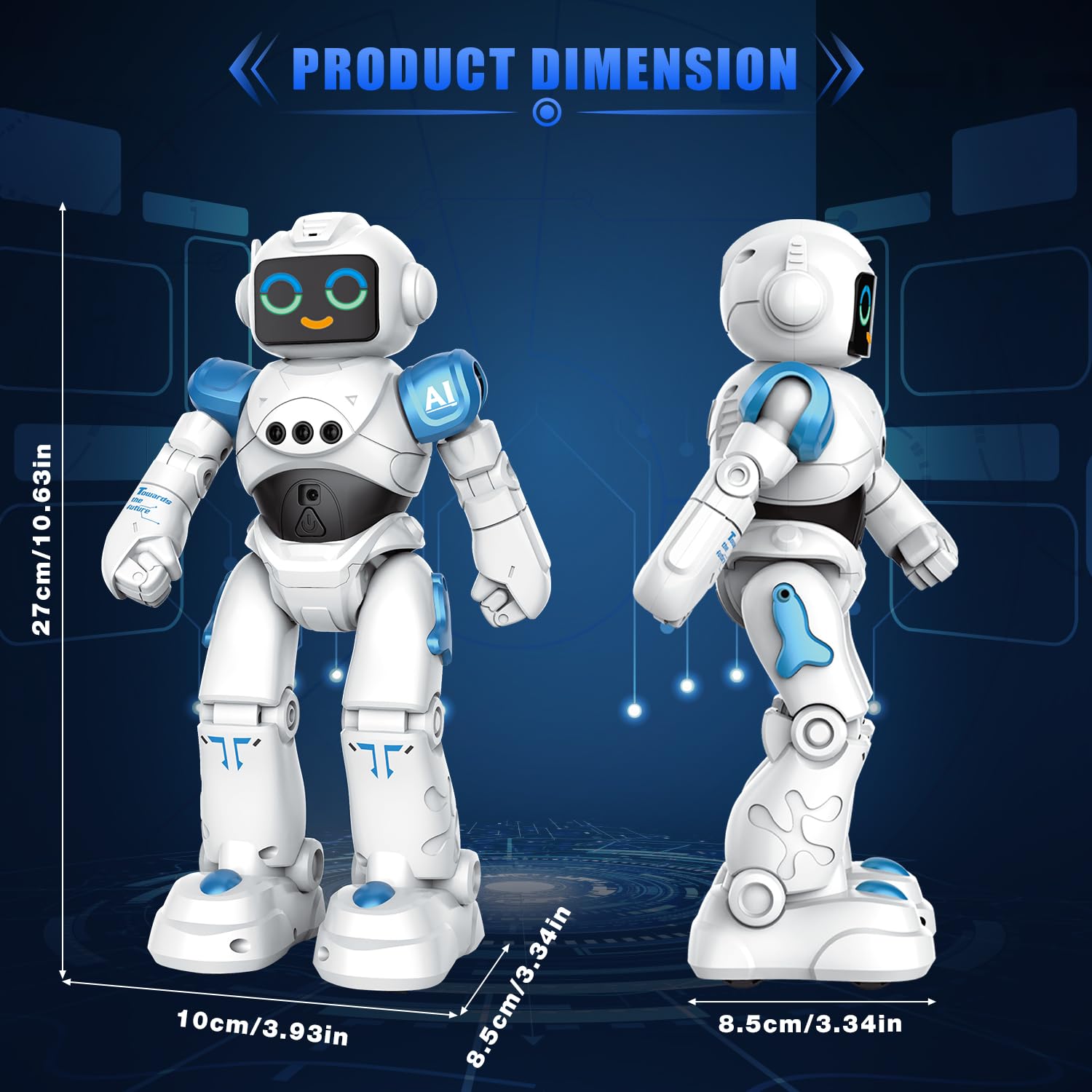 VATOS Robot Toys for Kids - Smart Talking Voice Remote Control Robot, Gesture Sensing Programmable Emo Robots Toy for Age 3 4 5 6 7 8 Year Old Boys Girls Birthday Gift Present