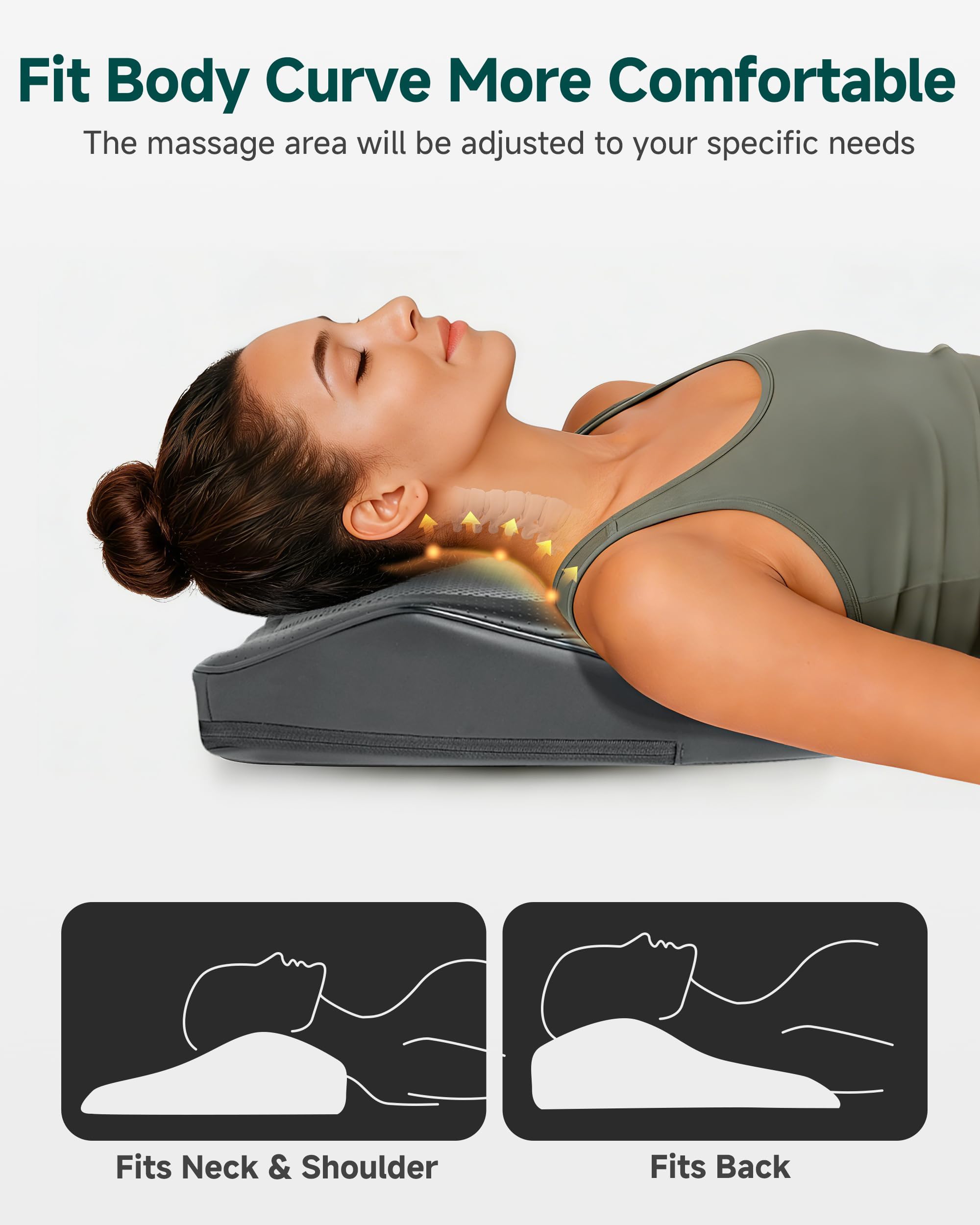 Snailax Back Massager with Heat – 3D Shiatsu Massage Pillow for Neck & Back, Fixed Kneading Nodes, Chair & Sofa Use, Gift for Mom, Dad, Women & Men