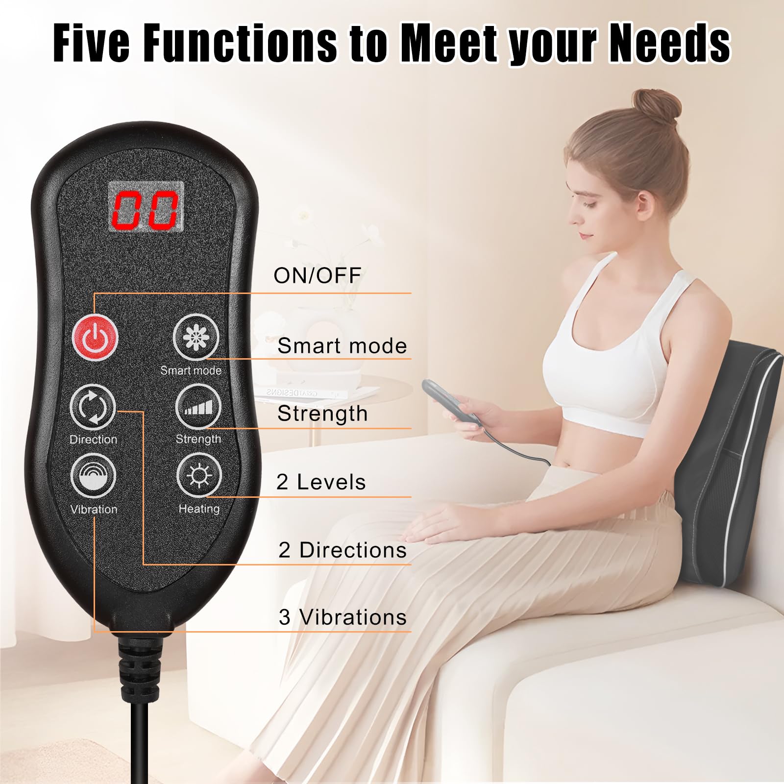 Shiatsu Neck and Shoulder Massager with Heat, Back Massager for Pain Relief Deep Tissue, 3D Kneading Massager for Chair Home Office Car, Gifts for Mom, Dad, Women (Black)