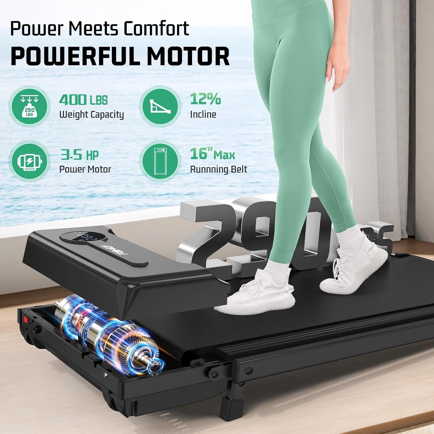 FUNMILY Upgrade Walking Pad Folding Treadmill with 12%/15% Incline & Handle Bar, 3.5HP Foldable Under Desk Compact Treadmills for Home/Office/Gym, 400+lb Capacity, Shock Absorption
