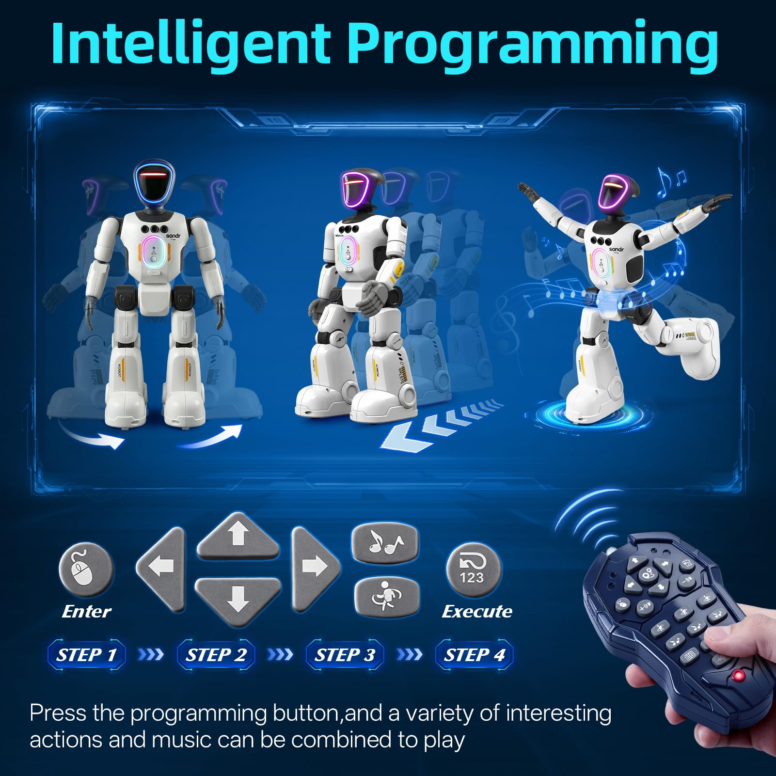 Robot Toy for Kids, Voice Recording&Playback Remote Control Robot, LED Faces Interactive Kids Toy with Gesture Sensing, Music Walking Dancing Birthday Gift for 4 5 6 7 8 9 10 11 12 Year Old Boys Girls