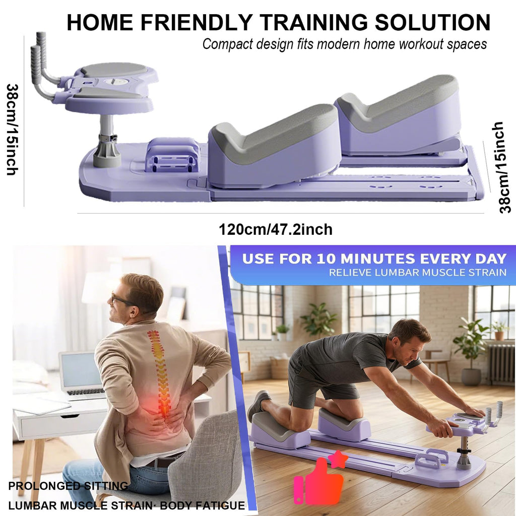 Spine Twist and Stretch Trainer 3-Level Crawling Training Machine for Core Training & Back Pain Relief, 8-in-1 Home Gym Equipment with LED Counter & Resistance Band for Full Body Workout（5-10day）