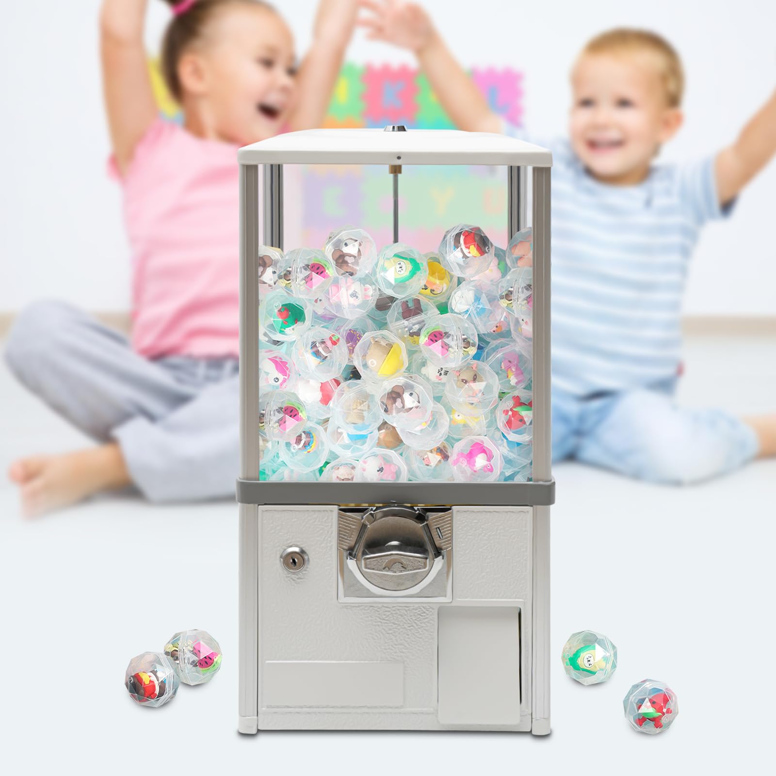 25-Cent Commercial Vending Machine, Capsule Toys Candy Bulk Gumball Device (Blue) | Operated Capsule Vending Machine for Arcades, Retail Stores and Small Business