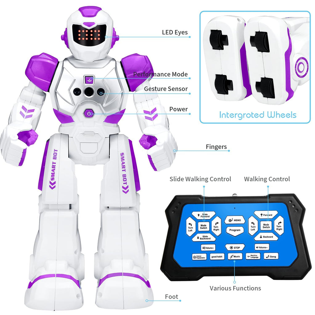 KingsDragon Robots Toy for Kids, RC Gesture Sensing Toy, Interactive Walking Singing Dancing Robot Birthday Presents for Boys Girls Age 6 7 8 9 Years Old