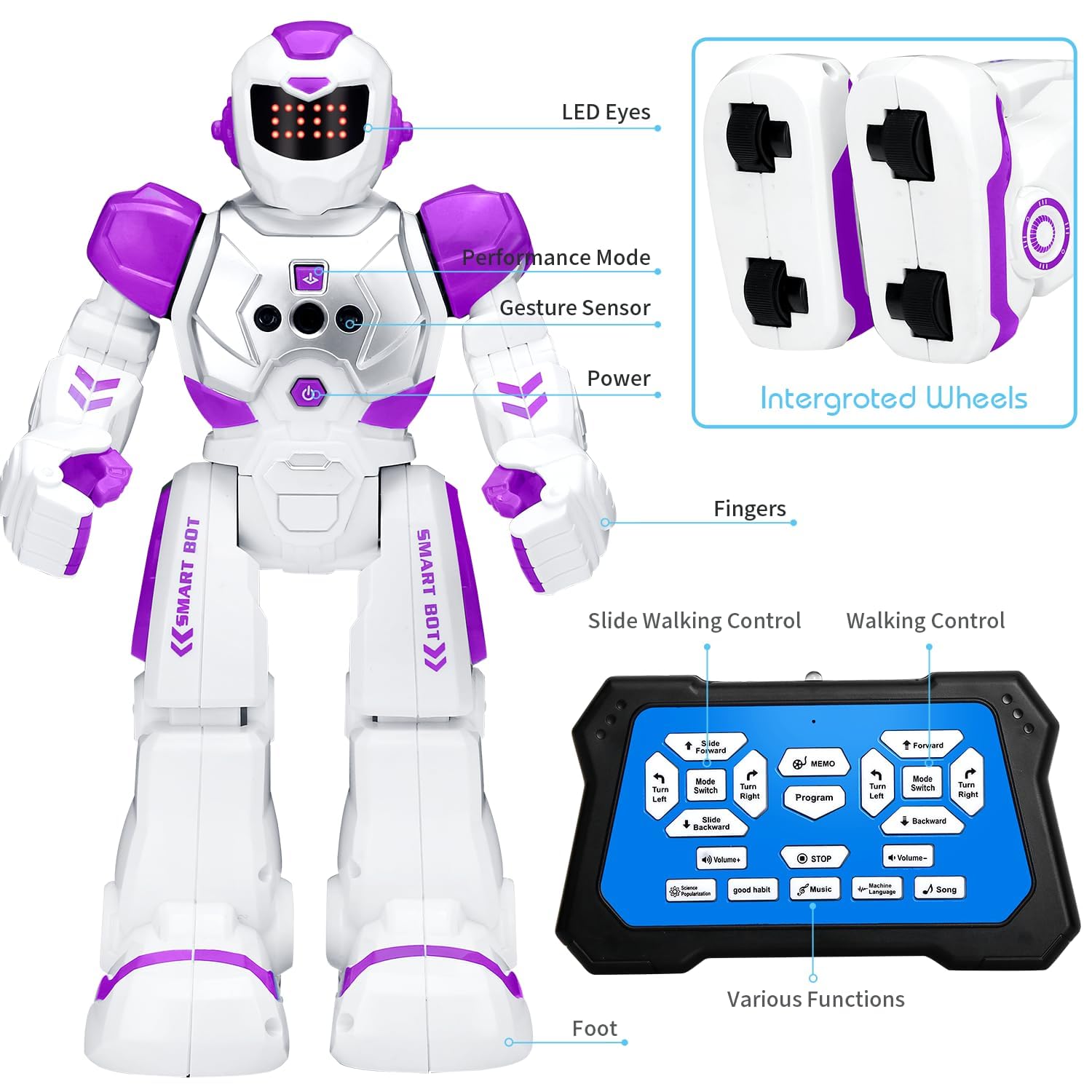 KingsDragon Robots Toy for Kids, RC Gesture Sensing Toy, Interactive Walking Singing Dancing Robot Birthday Presents for Boys Girls Age 6 7 8 9 Years Old