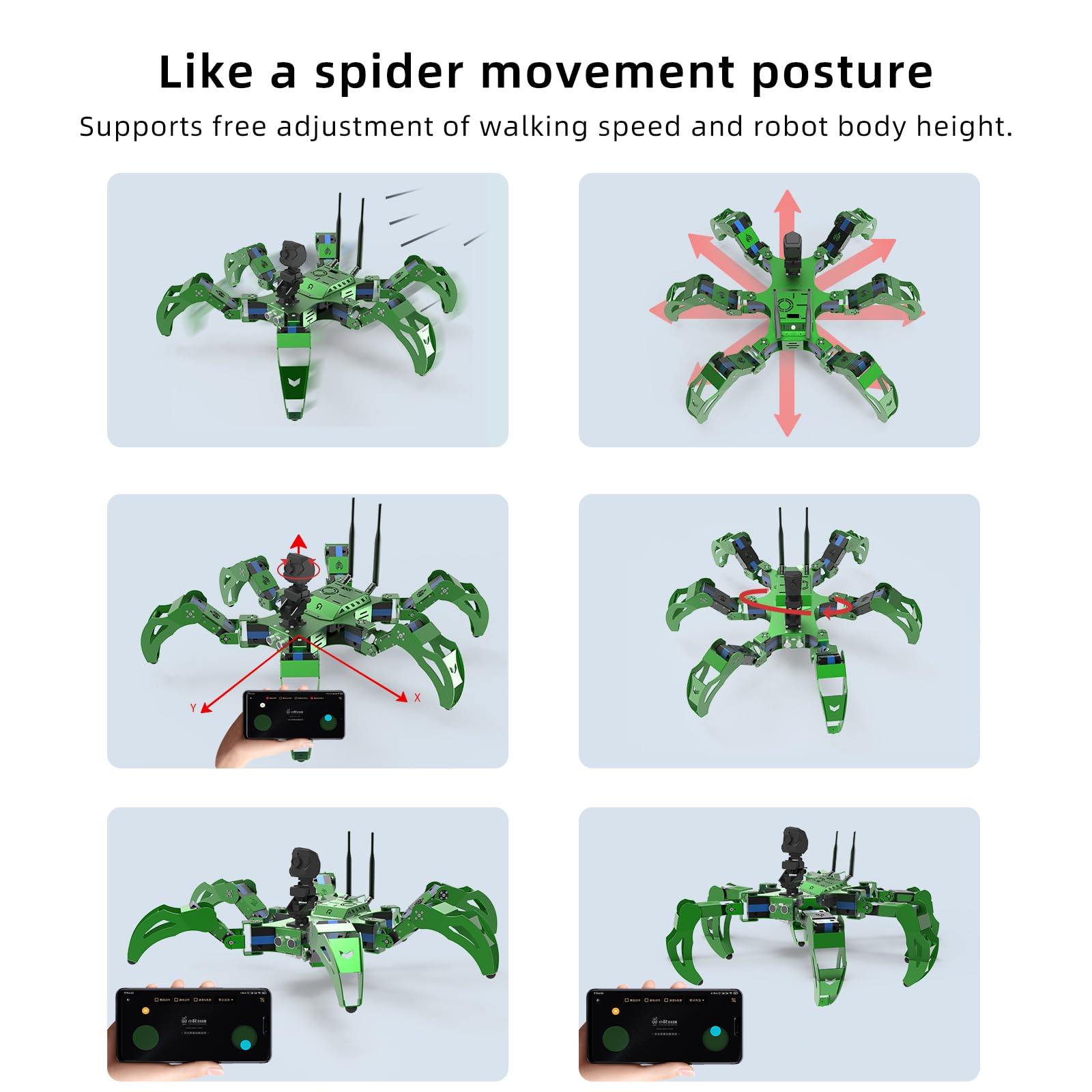 Hexapod Robot Kit for Jetson Nano 3D Depth Camera, ROS Lidar Mapping Navigation, AI Visual Recognition Programmable Bionic Spider Robot Kit (Included Jetson Nano)