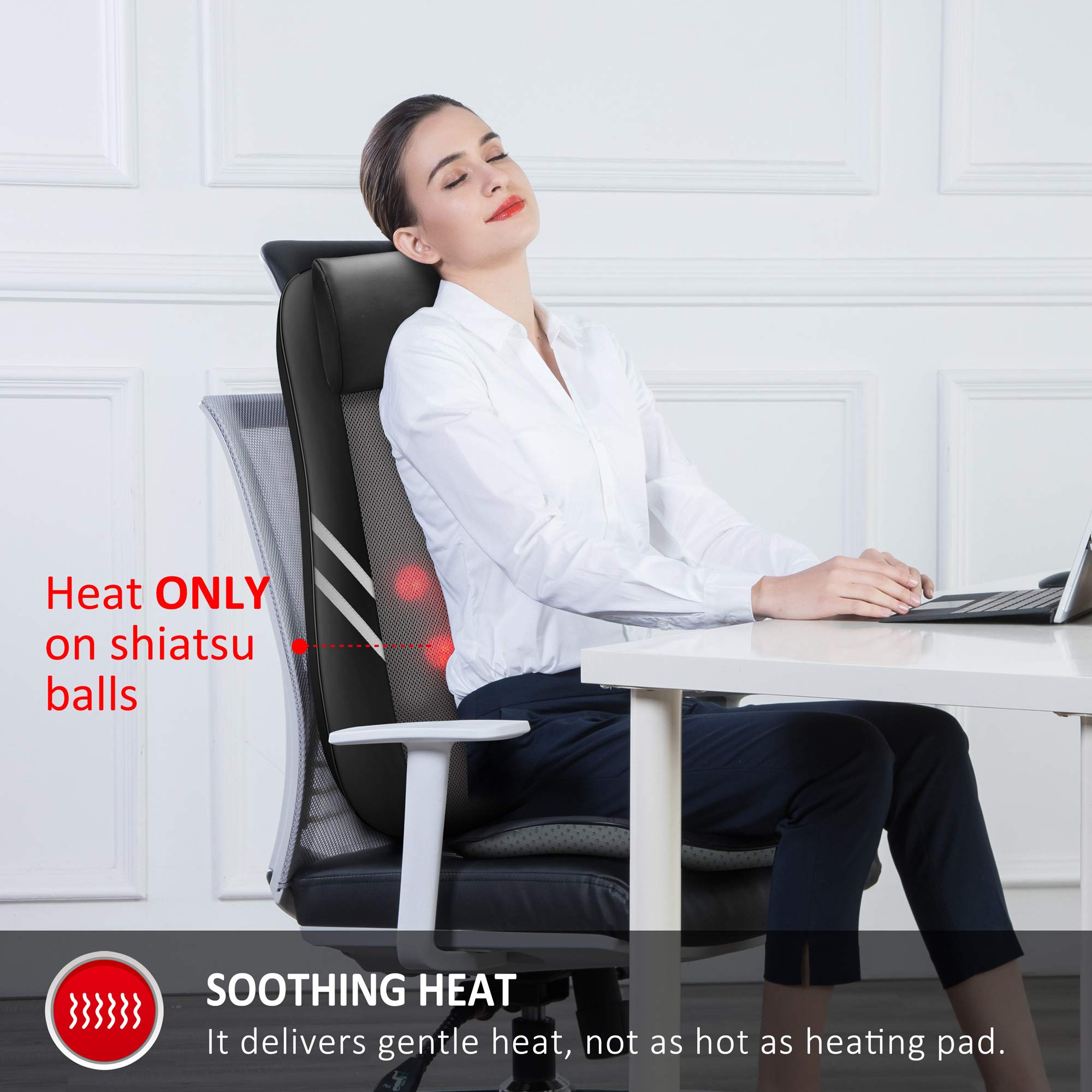 Snailax Shiatsu Back Massager for Back Pain Deep Tissue, Lower Back Neck Massager with Heat, 3D Kneading Back Massager for Chair, Massage Pillow as Gifts for Mom, Dad, Women