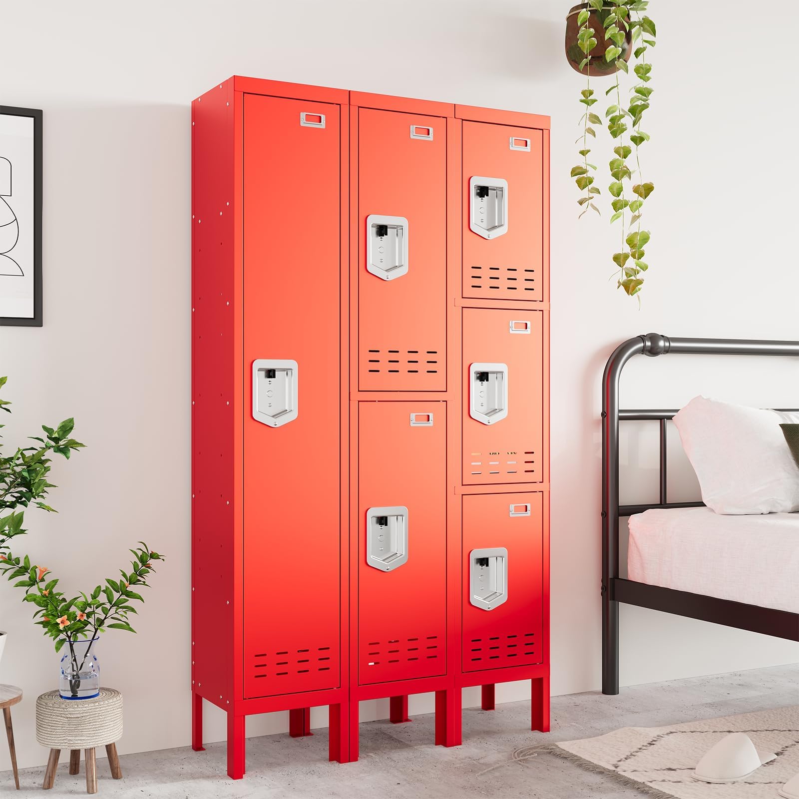 BUTISOW Metal Lockers - 66" Height Steel Lockers for Employees with 5 Door Storage Locker with Card Slot for Employees Gym School Home Office Garage - Assembly Required