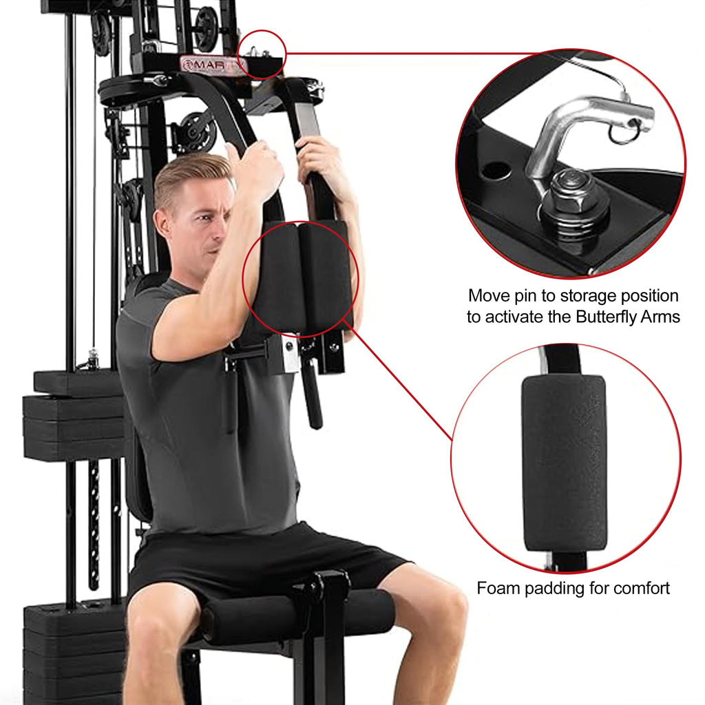 Marcy Multifunctional Workout Station 100lbs to 200lbs Stack Home Gym for Weightlifting and Bodybuilding