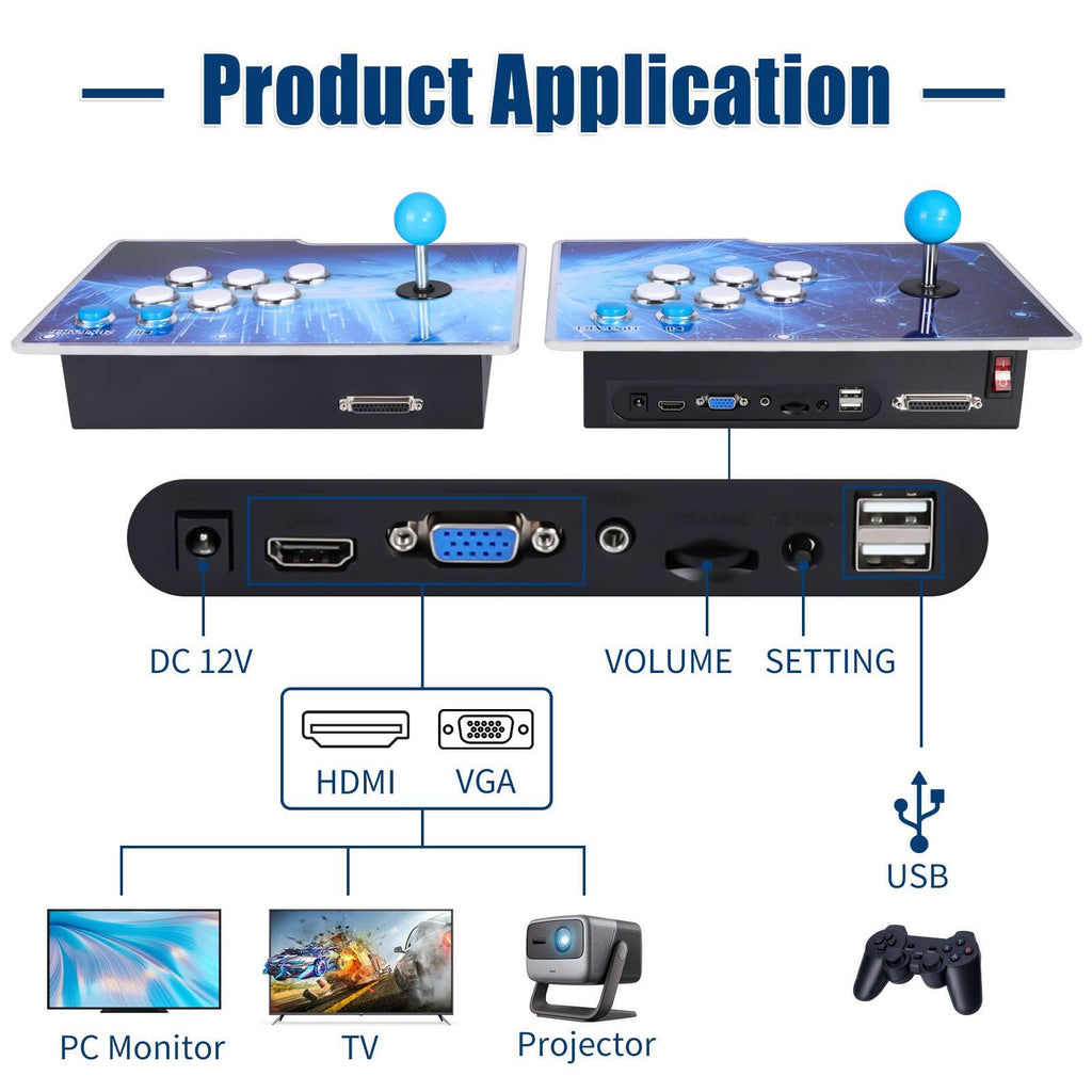 32000 Games 3D Pandora Box Arcade Game Console,Retro Video Game Machine for TV, 1280x720 HD Output,Search/Save/Hide/Pause Games,Support 4 Players,Two Splited Joysticks.