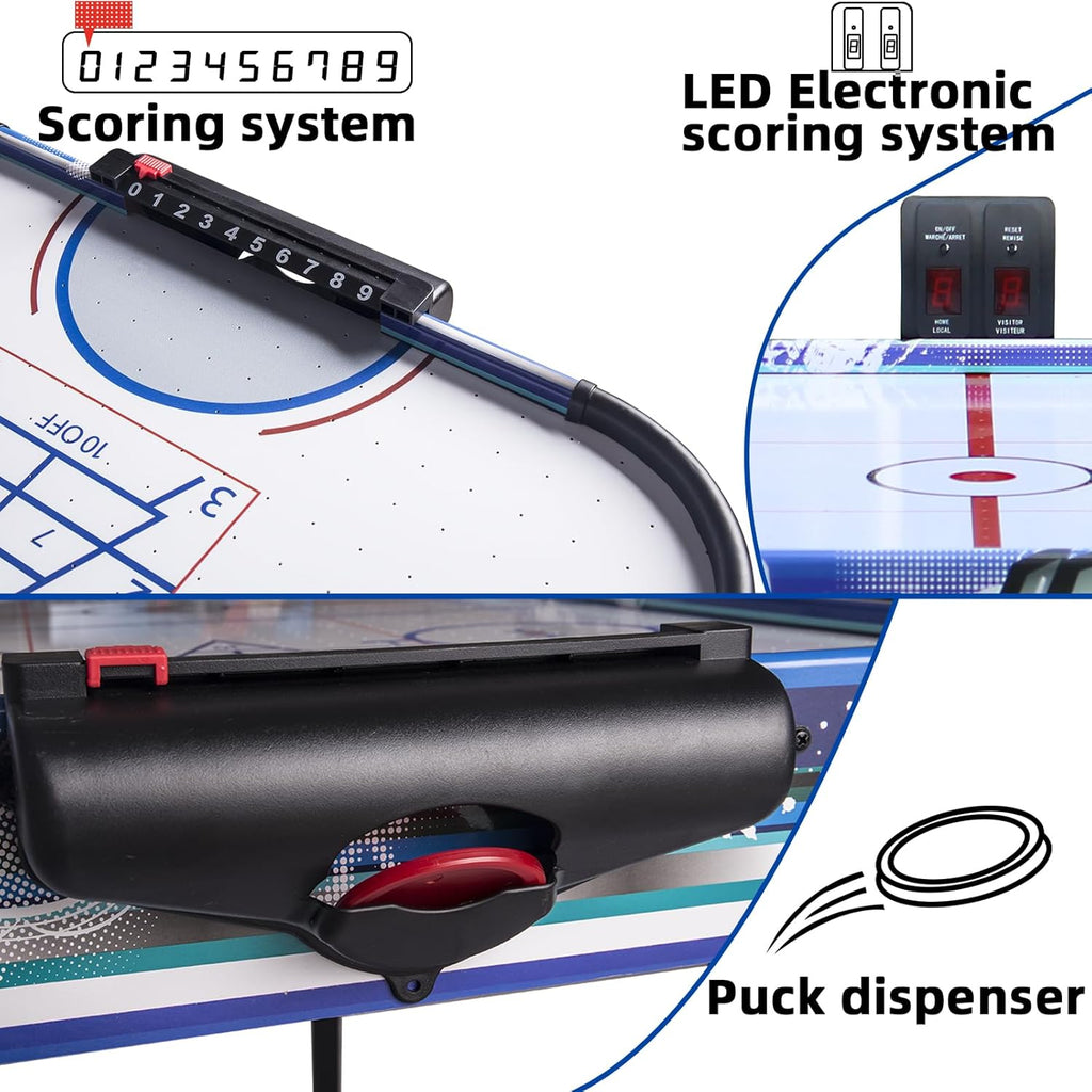 48 Inch 3-in-1 Air Hockey Table with Bowling & Shuffleboard - Foldable Game Table with 12V Powerful Motor, LED Scoreboard - More Fun Than Single Function Tables