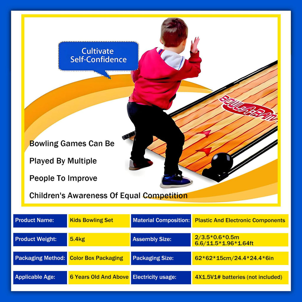 Home Bowling Alleys,Electric Bowling Machine,Electronic Bowling Alley Game for Home,with LED Scoreboard, Automatic Reset, Lighting & Sound Effects,for Children and Adults 2m/6.56ft
