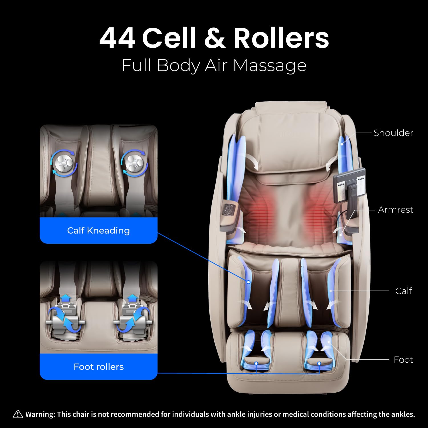 Titan Ti Reflex 3D l Full Body Airbag Massage Chair l Zero Gravity Reclining l Specialized Ankle Stretching Massage l SL-Track System l Space Saving l Automatic Extendable Footrest (Brown)