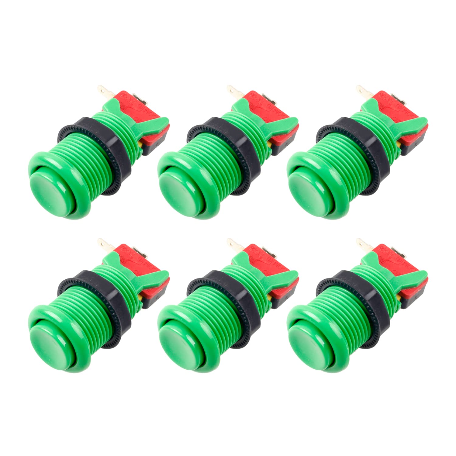 EG STARTS 6X American Style Standard Arcade Buttons Switchable Happ Type 30mm Push Button 3/16" Terminal for Jamma Mame Kit Parts (Each Color of 1)