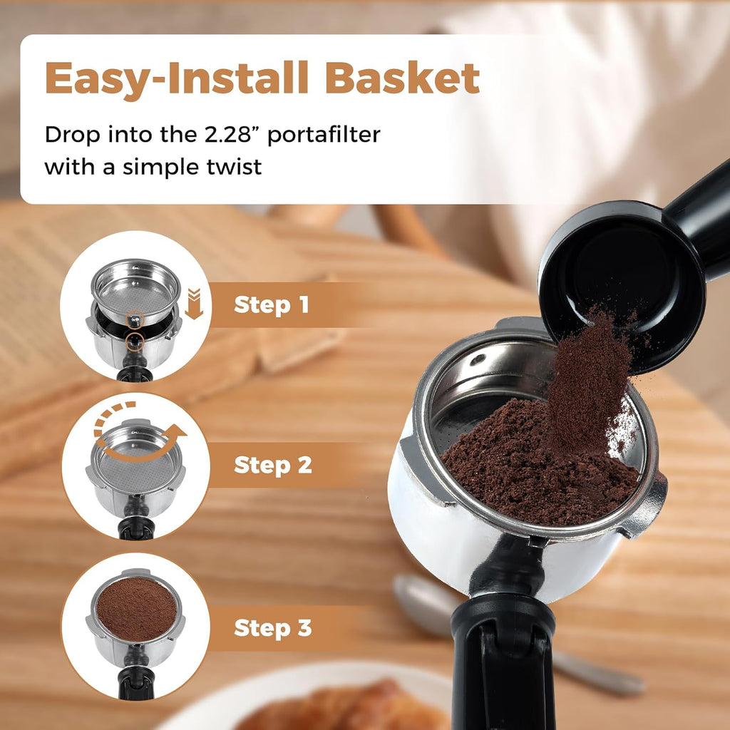 COSTWAY Espresso Machine 20 Bar, Compact Stainless Steel Coffee Maker with Milk Frother, 57OZ Removable Water Tank and Hot Water Function for Late, Cappuccino and Cold Brew