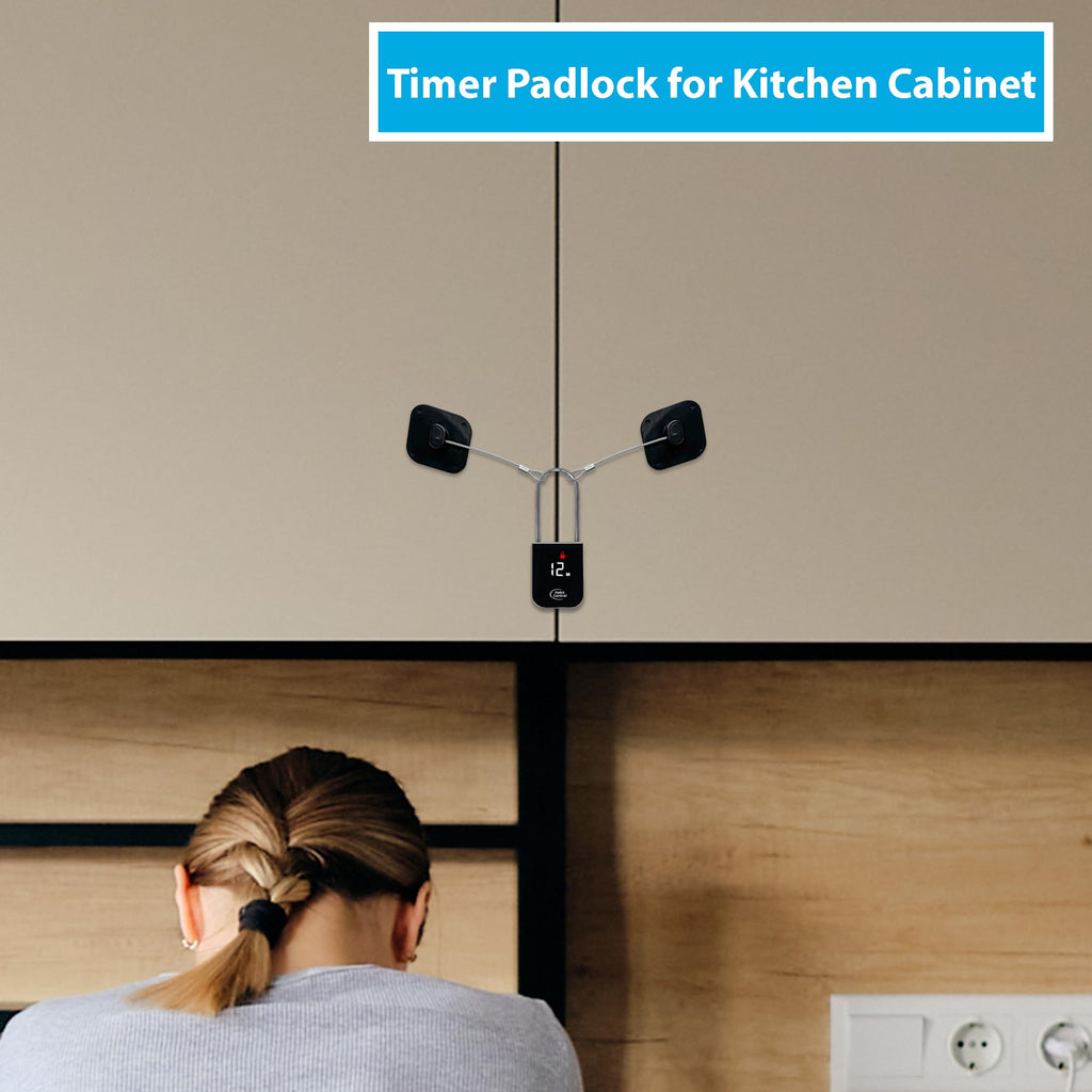 Metal Timer Lock - Smart Padlock for Kitchen Cabinets, Timed Out Keyless Pad Lock, Electronic Time Locking Lock for Cell Phones, Snack, Liquor, Game Consoles & Other Unwanted Temptations
