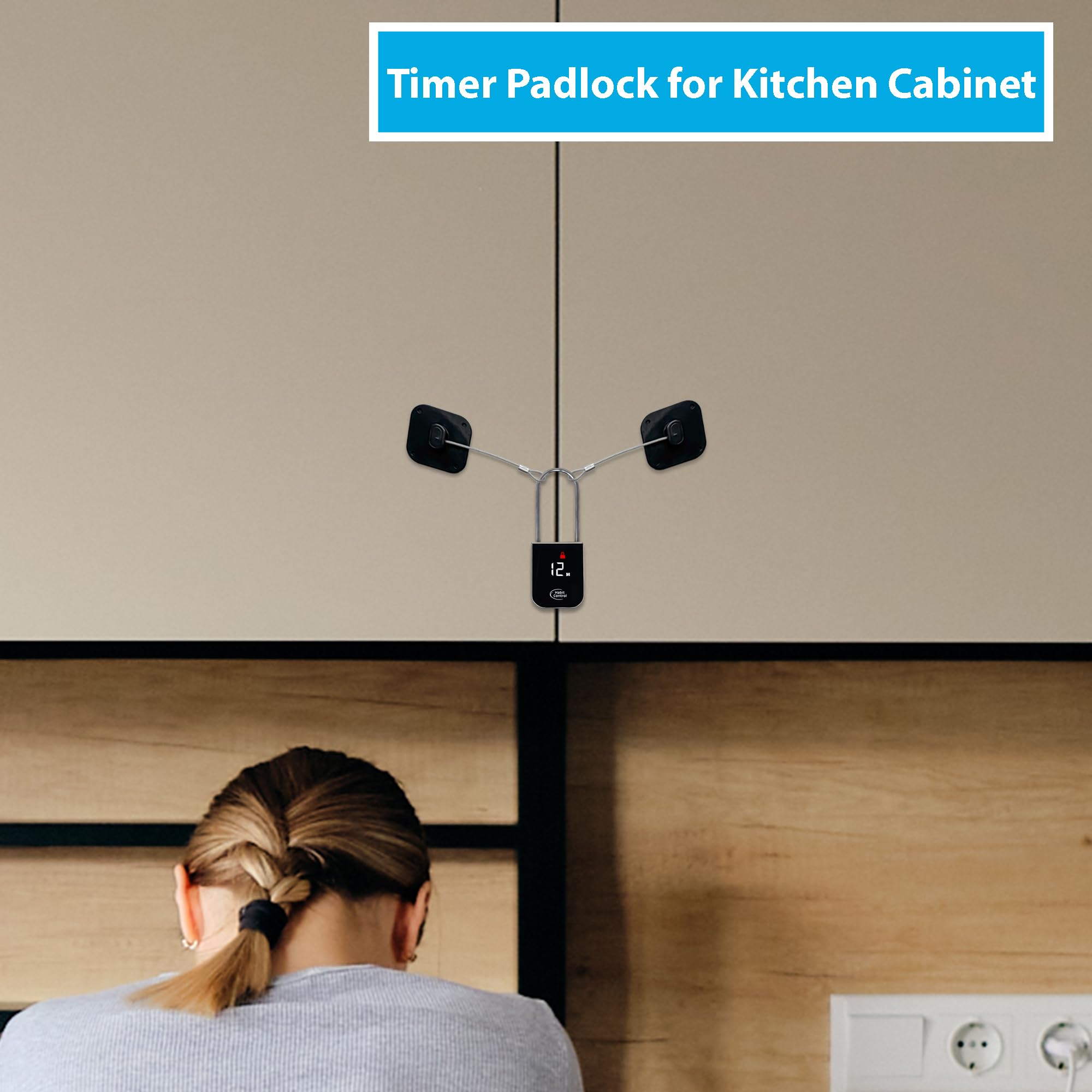 Metal Timer Lock - Smart Padlock for Kitchen Cabinets, Timed Out Keyless Pad Lock, Electronic Time Locking Lock for Cell Phones, Snack, Liquor, Game Consoles & Other Unwanted Temptations