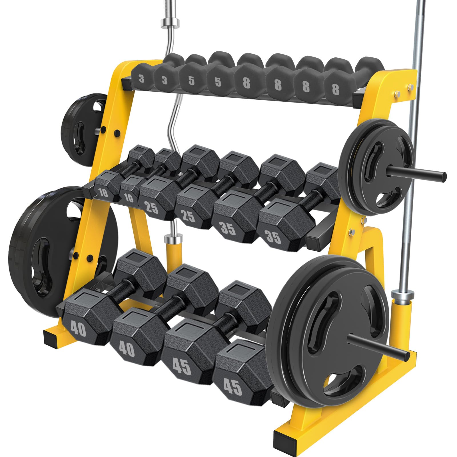 Kipika Heavy Duty 3 Tier Dumbbell Rack Multifunctional, Weight Rack for Dumbbells, Home Gym Equipment, Suitable for Storage of Dumbbell, Kettle Bell, Barbell Plate, Barbell Bar