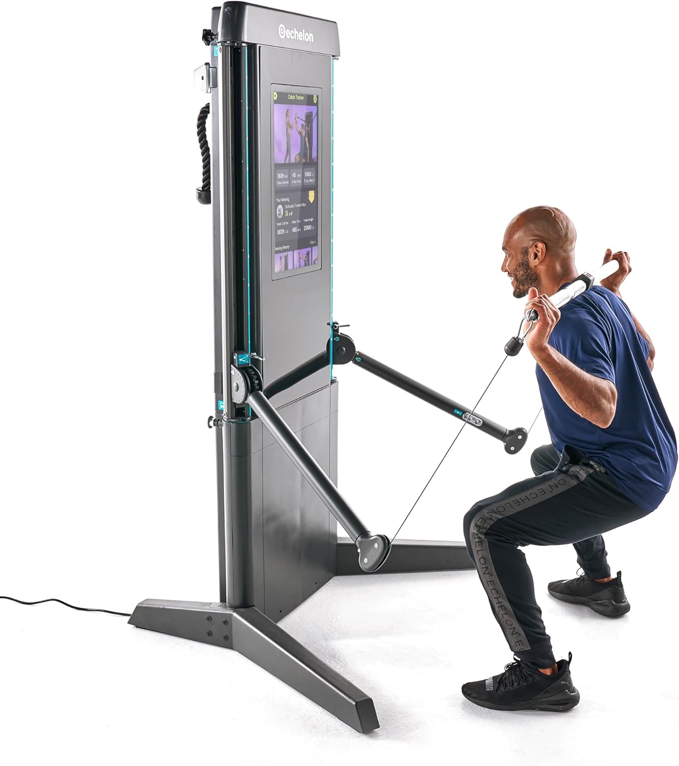 Echelon Strength Pro Commercial Grade Smart Wall-Mounted Trainer with 24” HD Touchscreen, 132 lb Digital Resistance Per Arm, Guided Workouts, WiFi Enabled