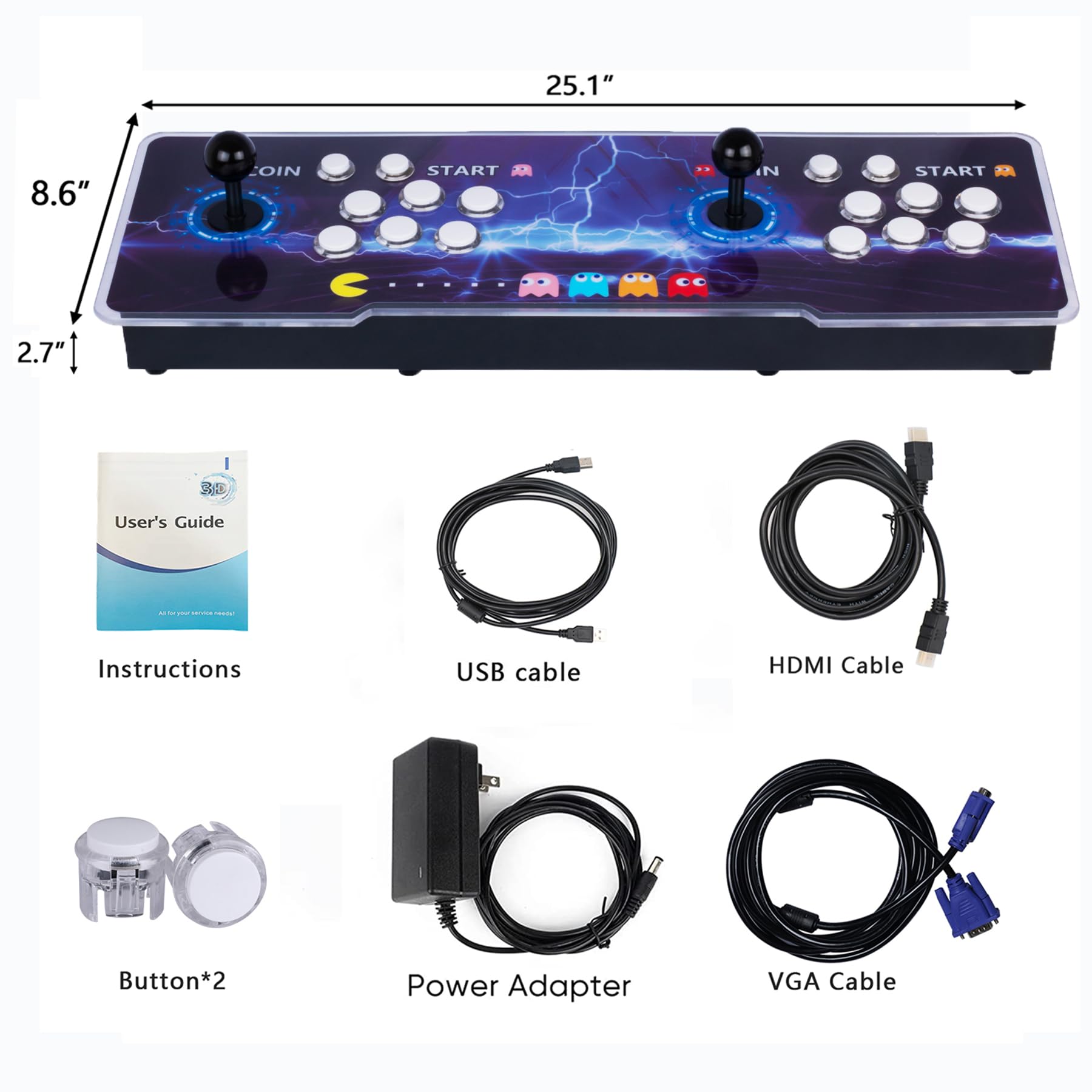 RegiisJoy 36800 in 1 Arcade Game Console Pandoras W88 Pro WiFi Function Game Machine for PC & Projector & TV, 2-4 Players, 1280X720, 3D Games, Search/Hide/Save/Load/Pause Games, Favorite List