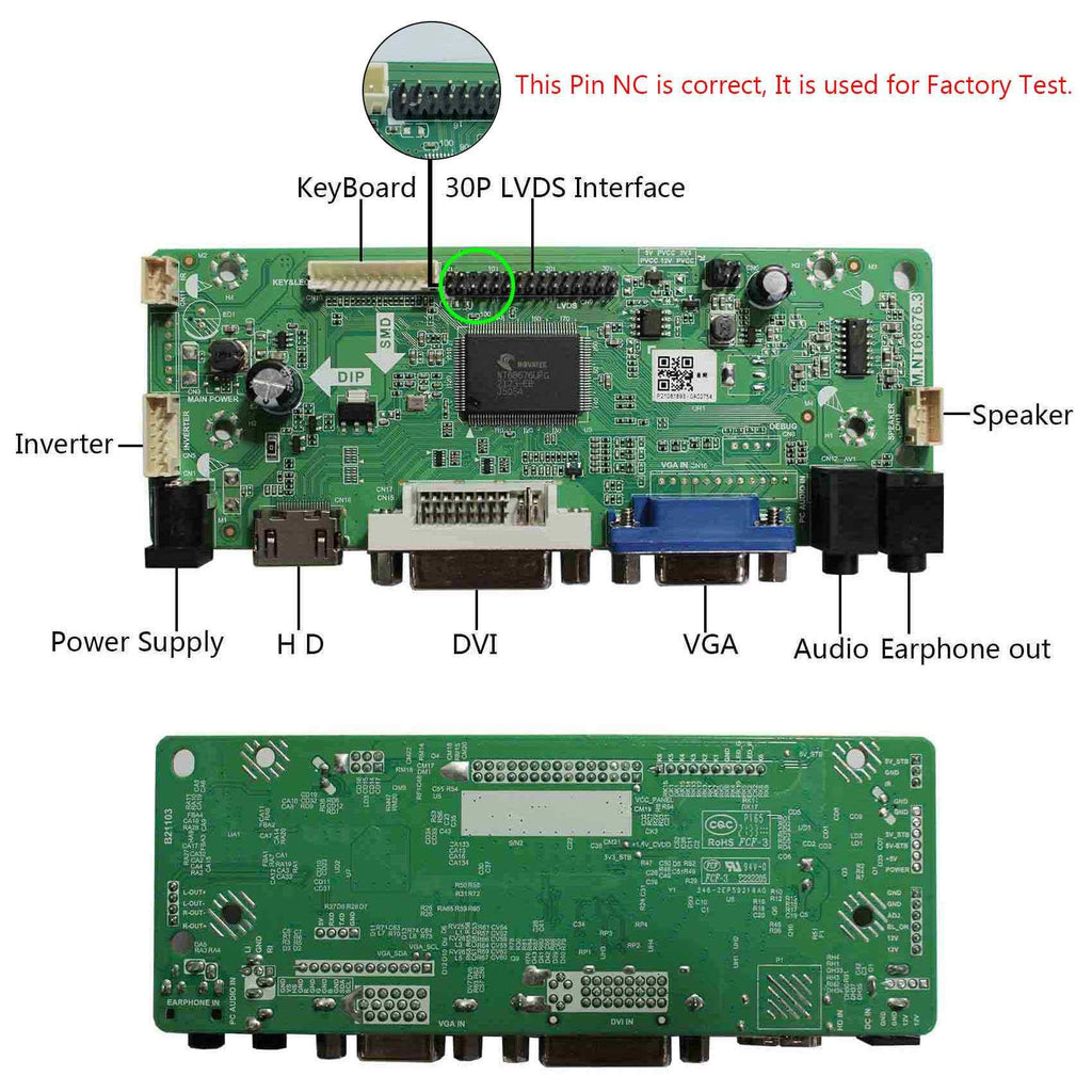 VSDISPLAY DVI VGA Audio LCD Controller Board Fit for 17 inch 4:3 1280X960 DV170YGZ-N10 DV170YGM-N10