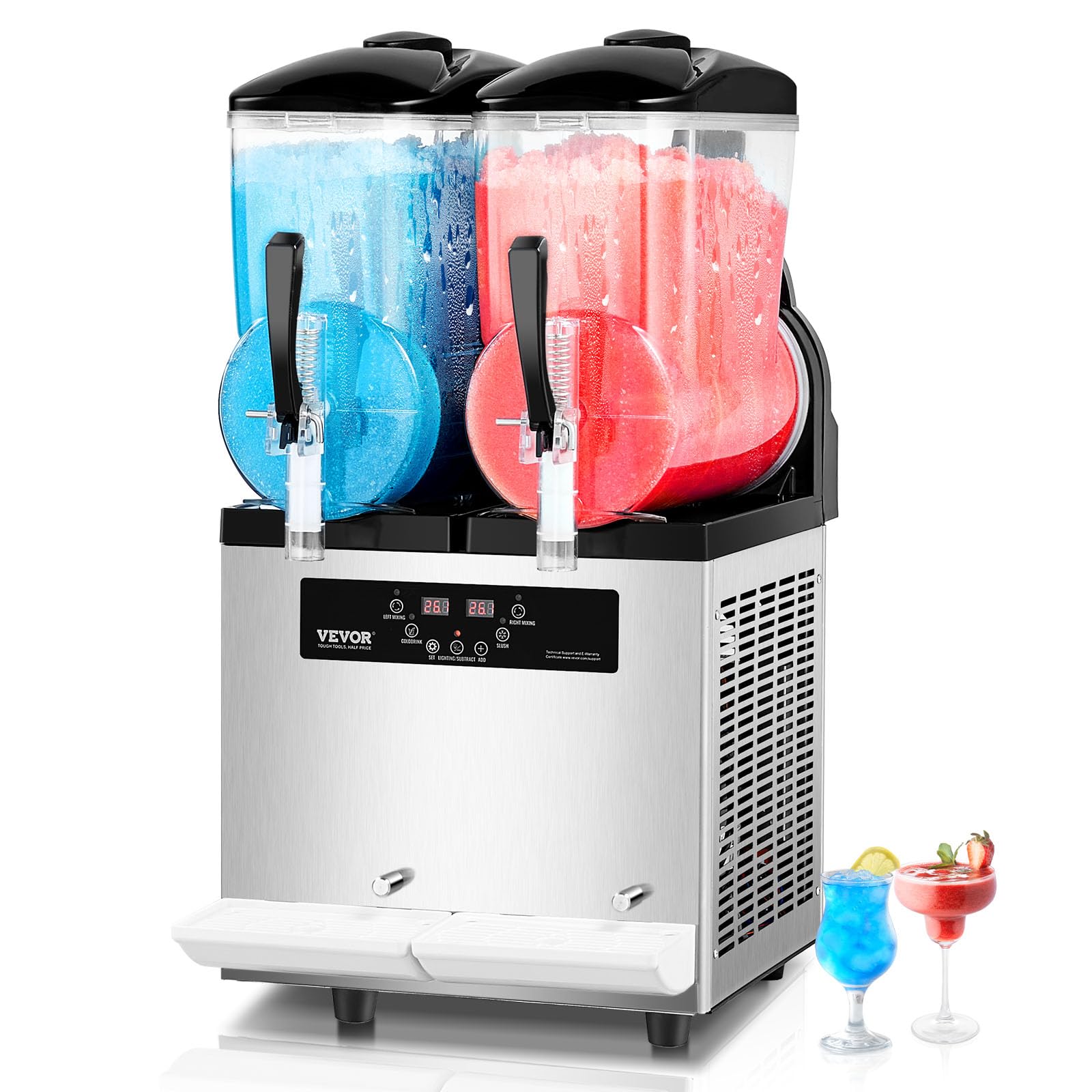 VEVOR Commercial Slushy Machine, 12Lx3 Triple Tank Frozen Drink Machine, 144 Cups Stainless Steel Margarita Smoothie Frozen Drink Maker, Slushie Maker for Home Party Restaurants Cafe Bars