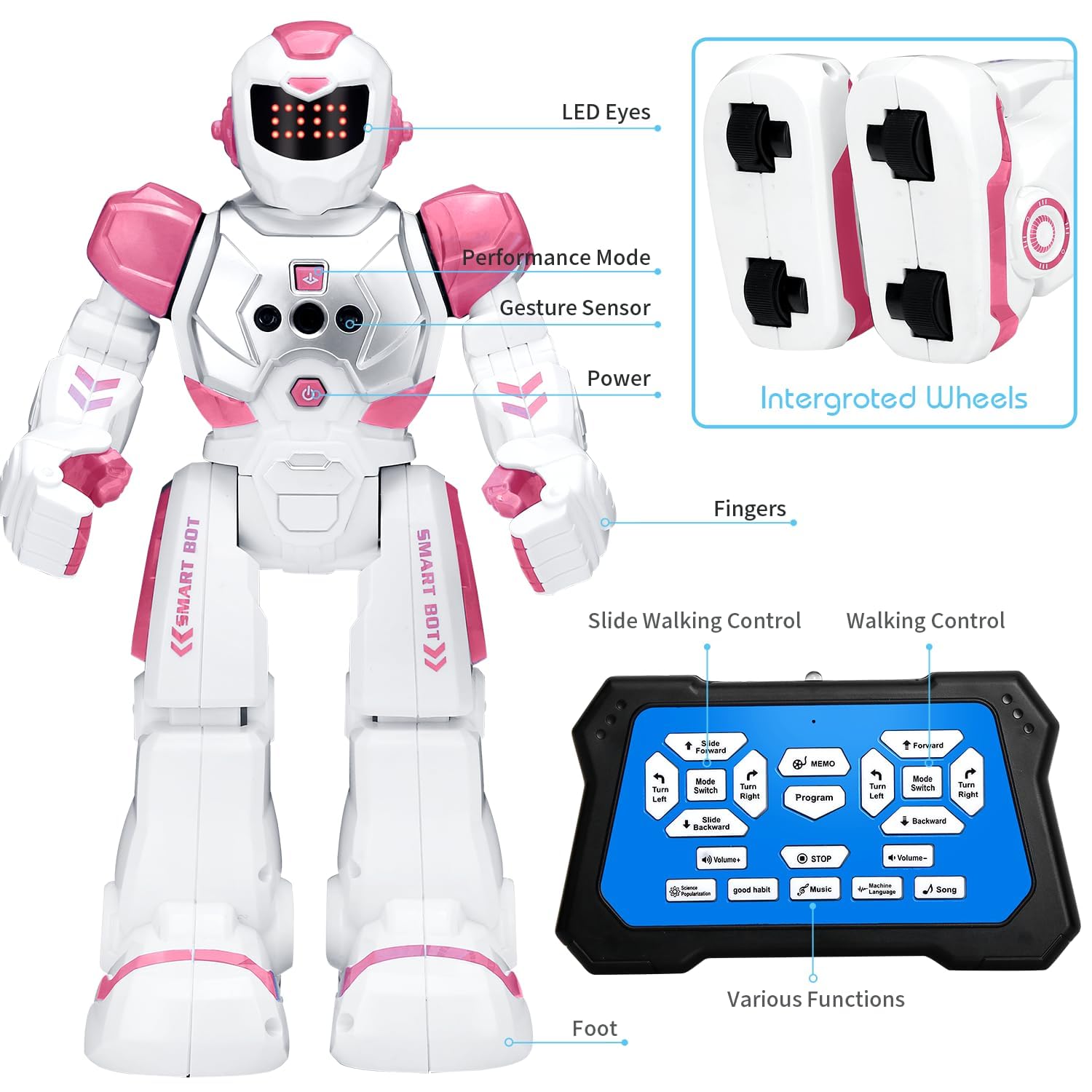 KingsDragon Robots Toy for Kids, RC Gesture Sensing Toy, Interactive Walking Singing Dancing Robot Birthday Presents for Boys Girls Age 6 7 8 9 Years Old