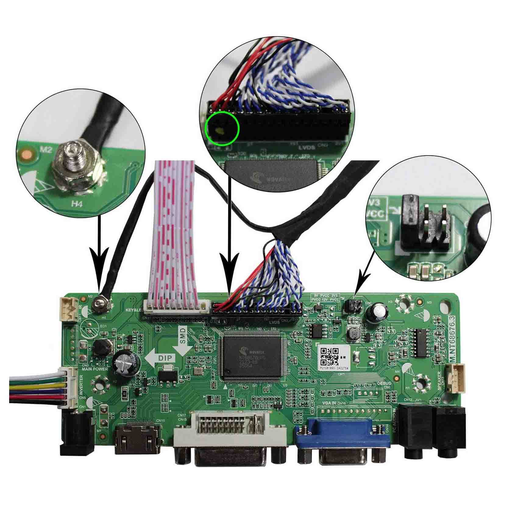 VSDISPLAY DVI VGA Audio LCD Controller Board Fit for 17 inch 4:3 1280X960 DV170YGZ-N10 DV170YGM-N10