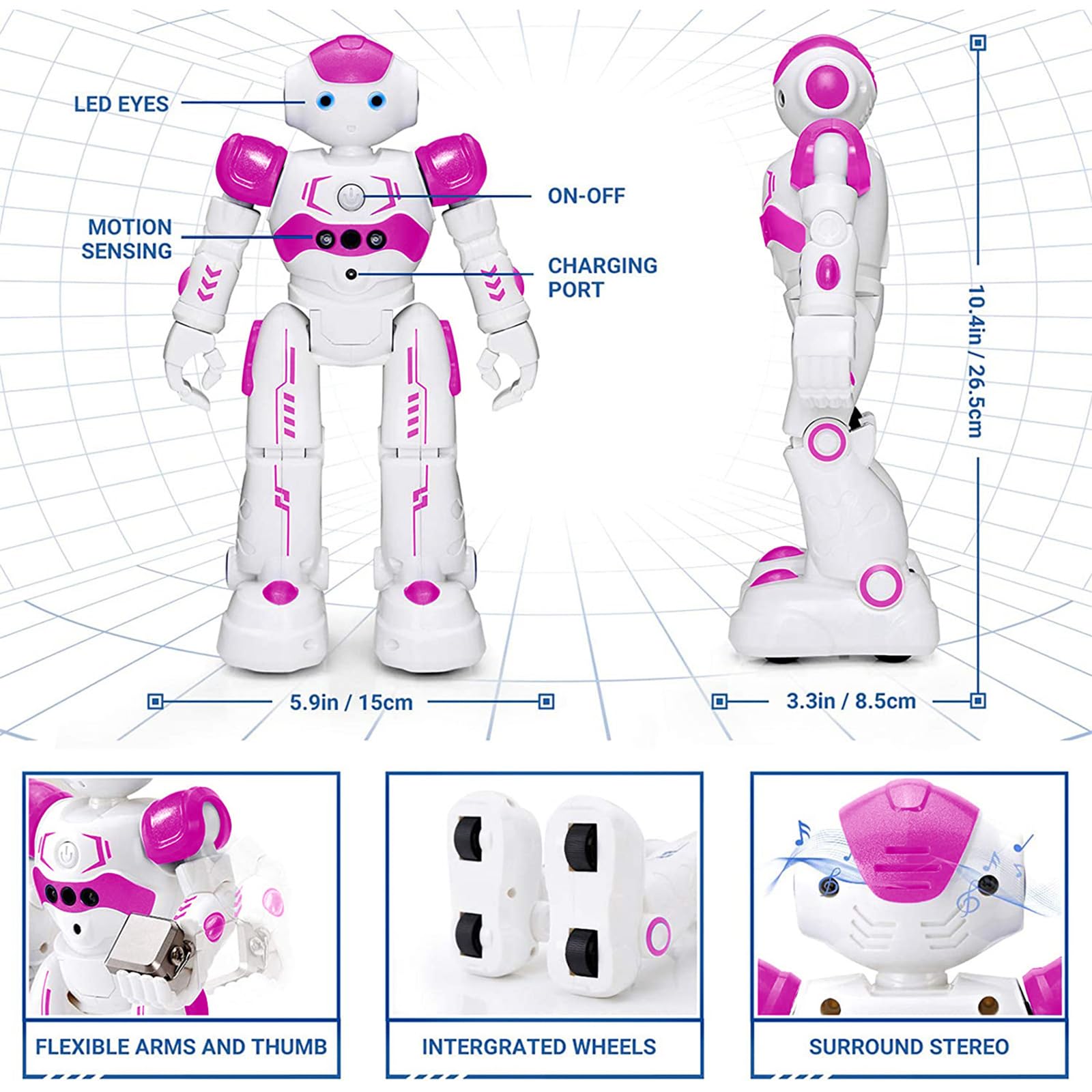KingsDragon RC Robot Toys for Kids, Gesture & Sensing Programmable Remote Control Smart Robot for Age 3 4 5 6 7 8 Year Old Boys Girls Birthday Gift Present