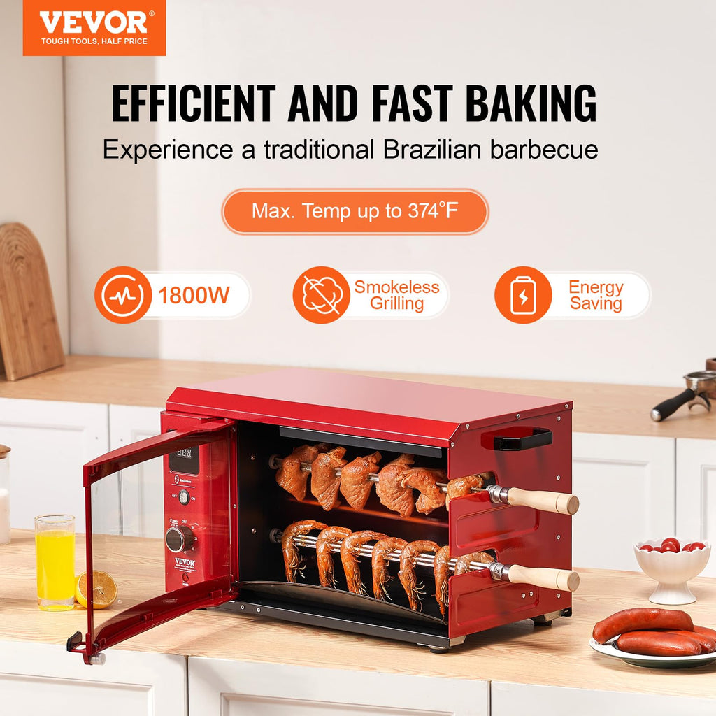VEVOR Shawarma Grill Machine, Chicken Shawarma Cooker Machine Countertop, Electric Stainless Steel Broiler Gyro Rotisserie Oven Doner Kebab Machine, for Home Restaurant Kitchen Parties