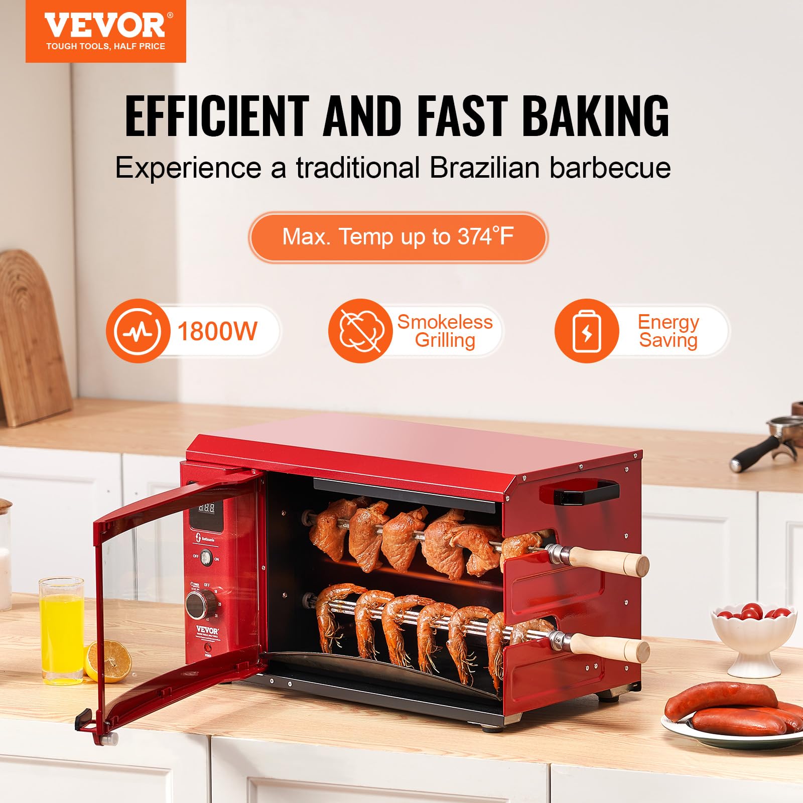 VEVOR Shawarma Grill Machine, Chicken Shawarma Cooker Machine Countertop, Electric Stainless Steel Broiler Gyro Rotisserie Oven Doner Kebab Machine, for Home Restaurant Kitchen Parties