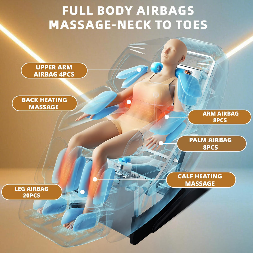HealthRelife 4D Massage Chair Full Body Zero Gravity Recliner - 55“ SL-Track,15 Auto Modes,11 Massage Technique,40 Airbags Massage,with Yoga Stretch,APP Control,Shiatsu Foot Massage(Black)