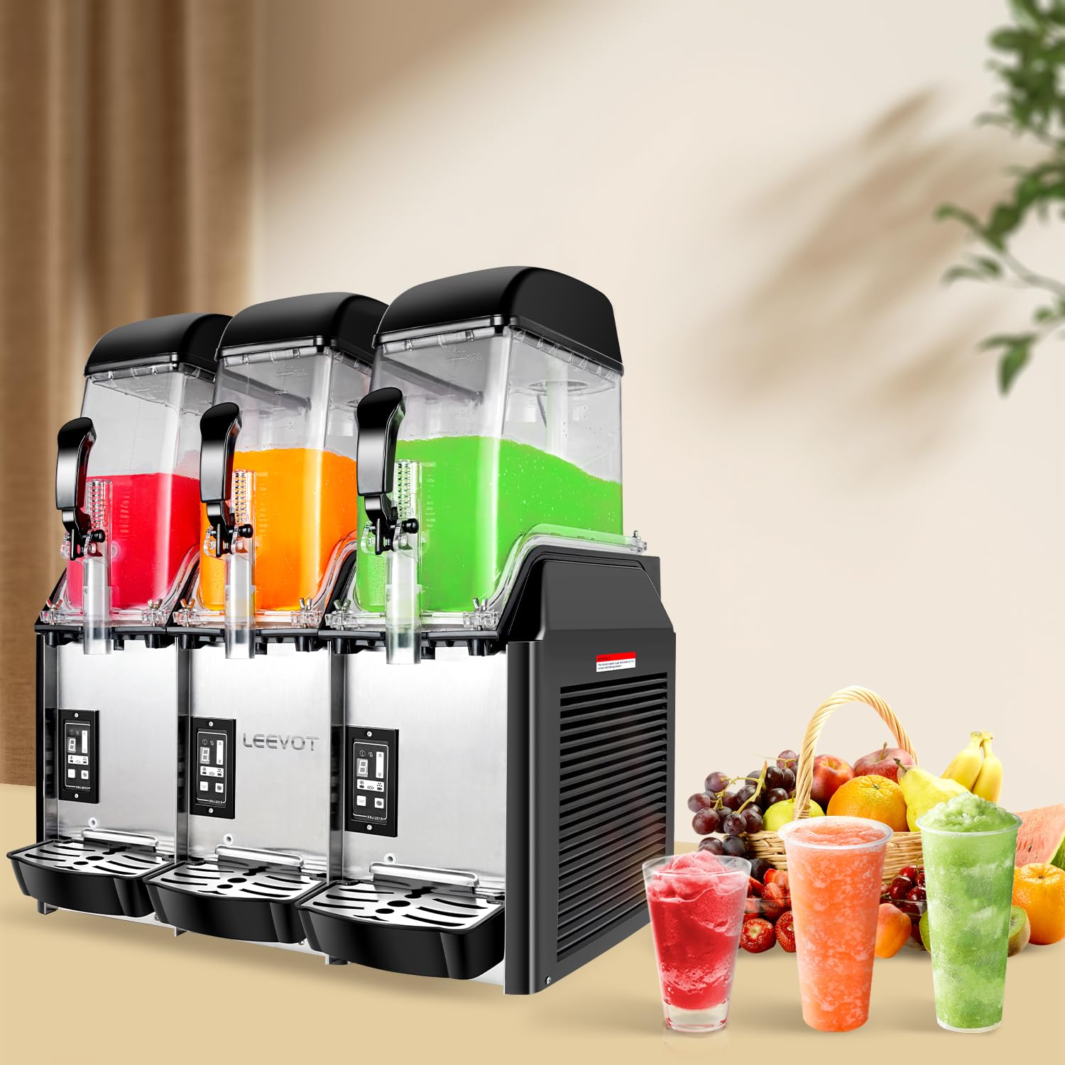 Slushy Machine,15L x2 Double Tanks Comercial Margarita &Slushie Machine,120+ Cups 1000W 110V Electric Large Daiquiri Machine with Self-cleaning Mode,for Home Party Restaurants Cafe Bars