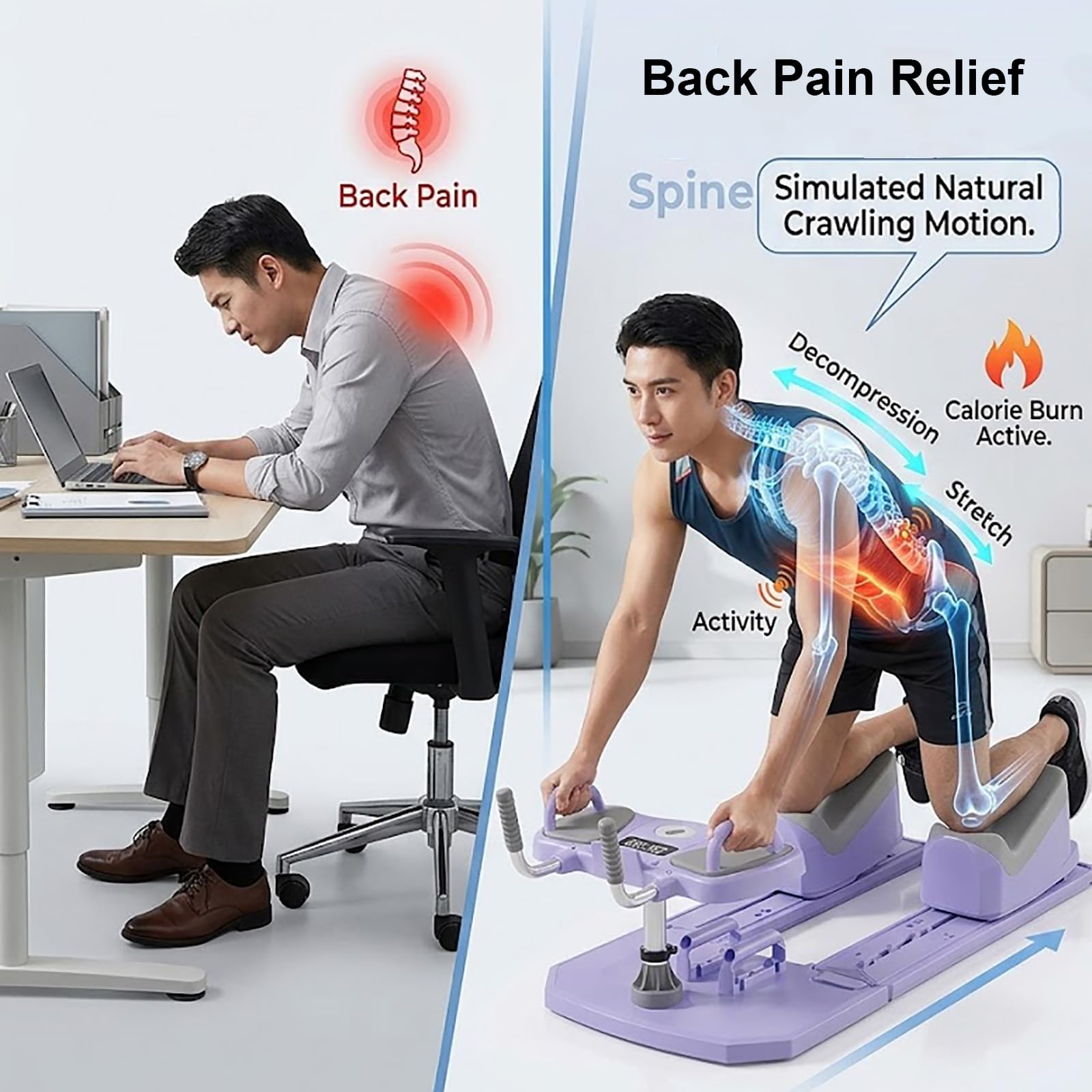 Spine Twist and Stretch Trainer 6-in-1 Crawling Training Machine for Core Training & Spine Decompression 3 Level Full Body Workout with LED Counter 500LBS Capacity Back Pain Relief Home Gym 5–10d