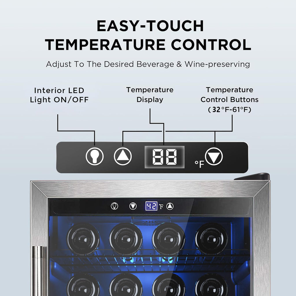 Electactic 50 Cans Beverage Refrigerator Cooler, 1.3 Cu.ft Mini Fridge Countertop Drink Cooler with Glass Door for Beer, Soda,Wine, Adjustable Digital Temperature Control for Home Dorm Bar, Black