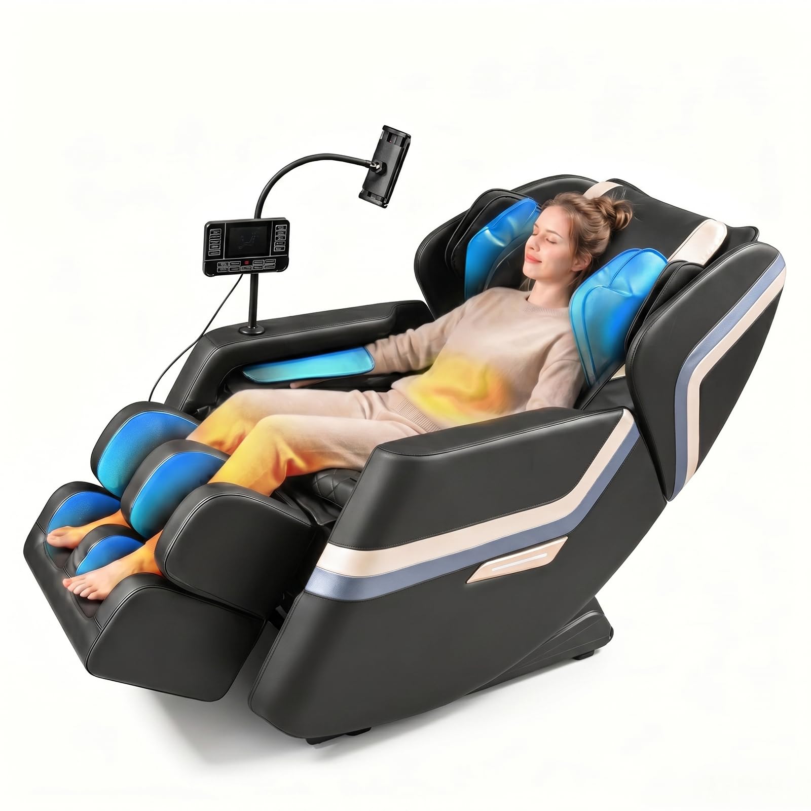 2026 Massage Chair Full Body, Zero Gravity Massage Recliner Chair with Auto Modes, 8 Fix Point Rollers, Airbag, Foot Massage, Touch Screen Controller, Deep Yoga Stretch, Heating Function