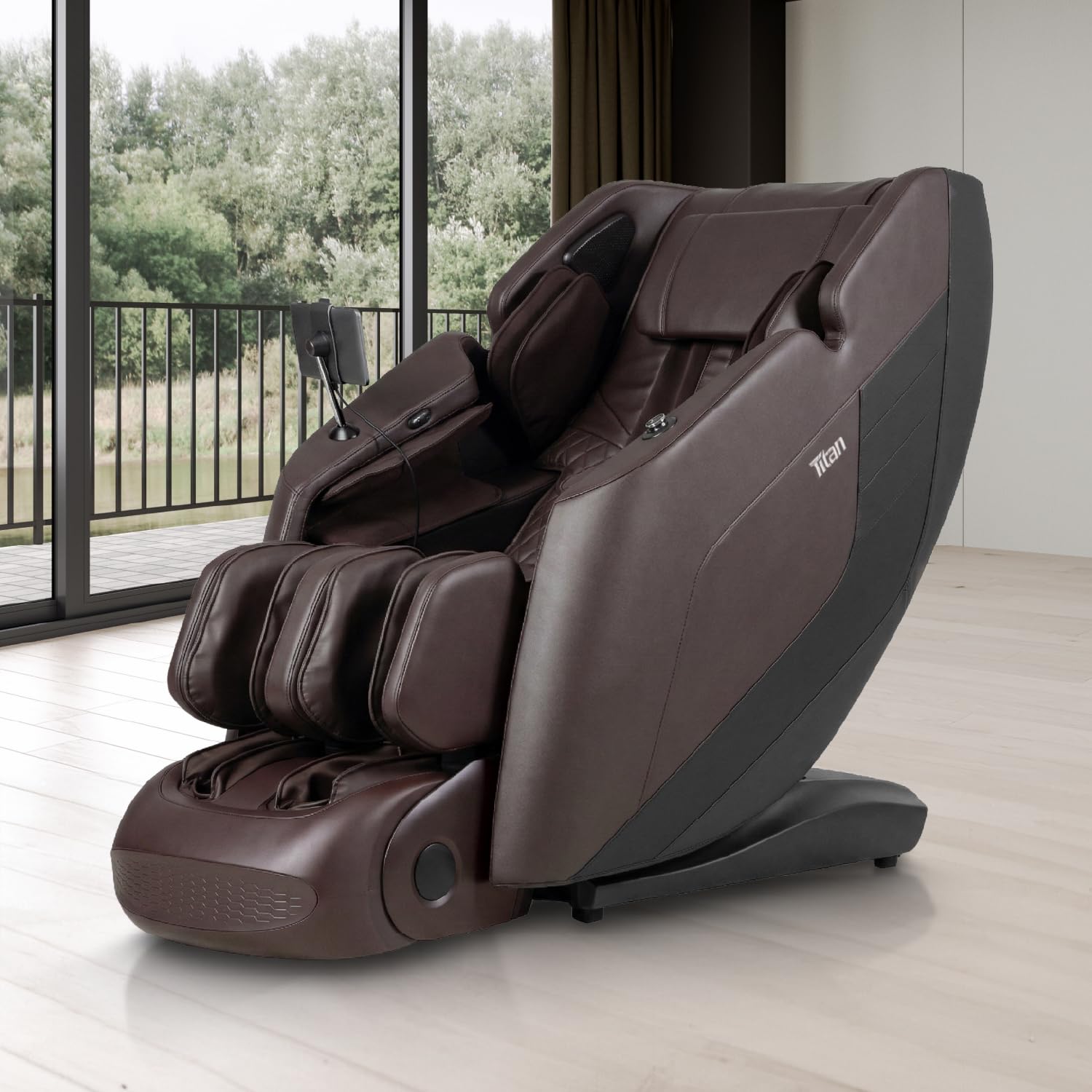 Titan Ignite Sync l Dual Massage Mechanism l Full Body Massage Chair l Ankle Stretching l Intelligent Health Detection l Zero Gravity Reclining l Specialized Foot Rollers (Black)