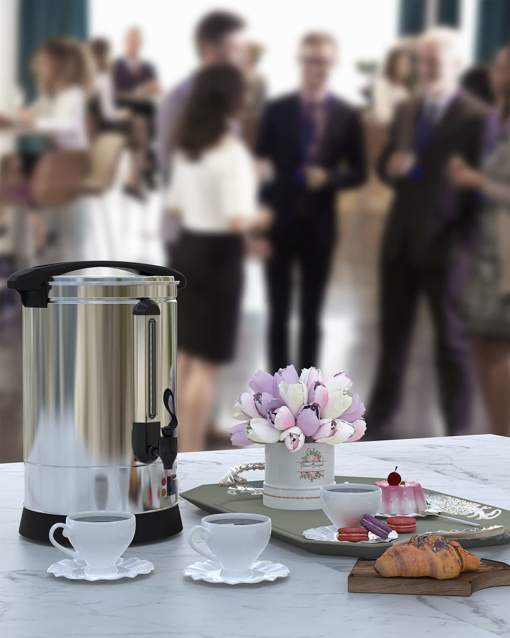 100 Cup Commercial Coffee Maker, [Quick Brewing] [Food Grade Stainless Steel] Large Coffee Urn Perfect For Church, Meeting rooms, Lounges, and Other Large Gatherings-14 L