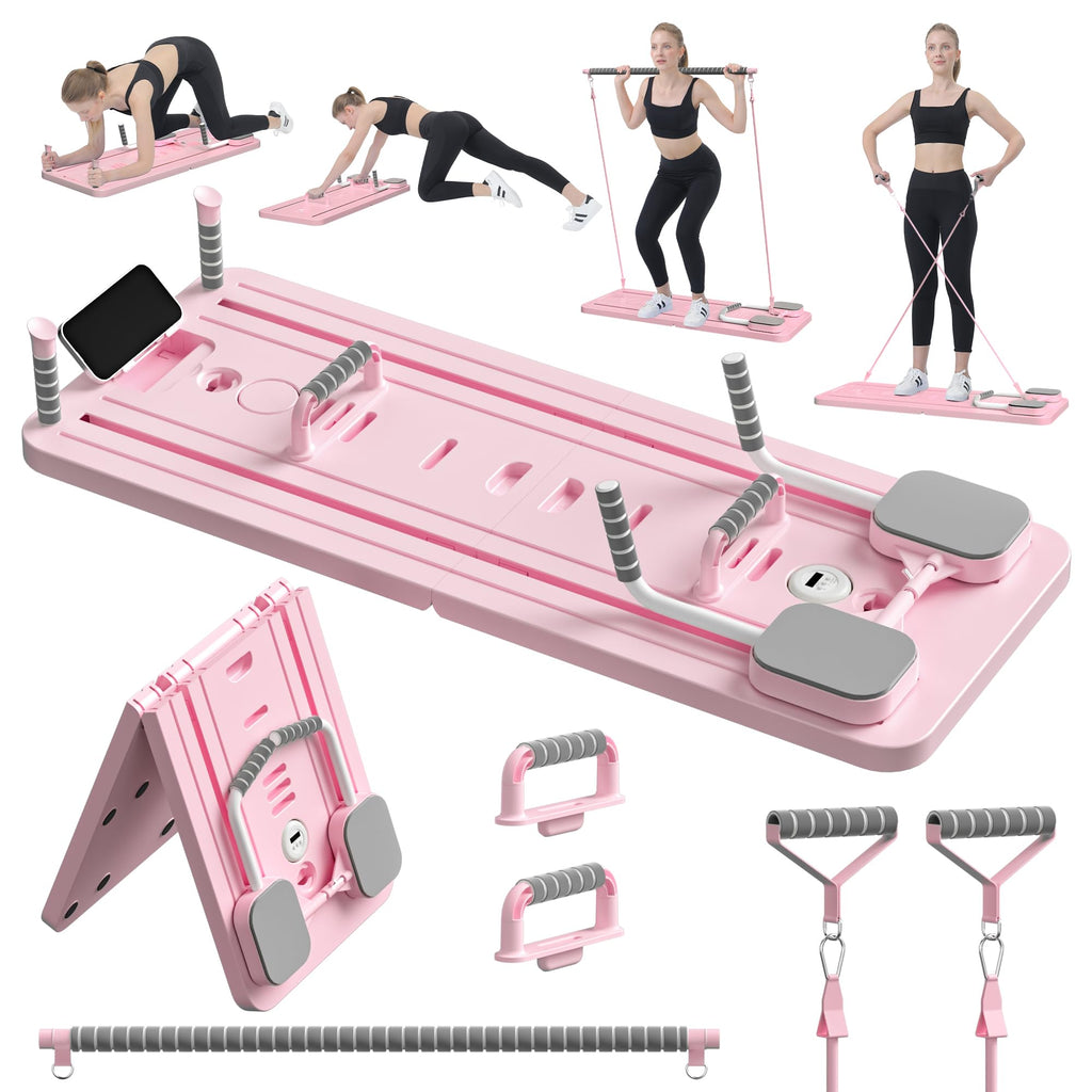 JANUA Pilates Board - Pilates Reformer Set, Multi-Purpose Foldable Pilates Reformer Board for Home, 5 in 1 Pilates Sliding Board